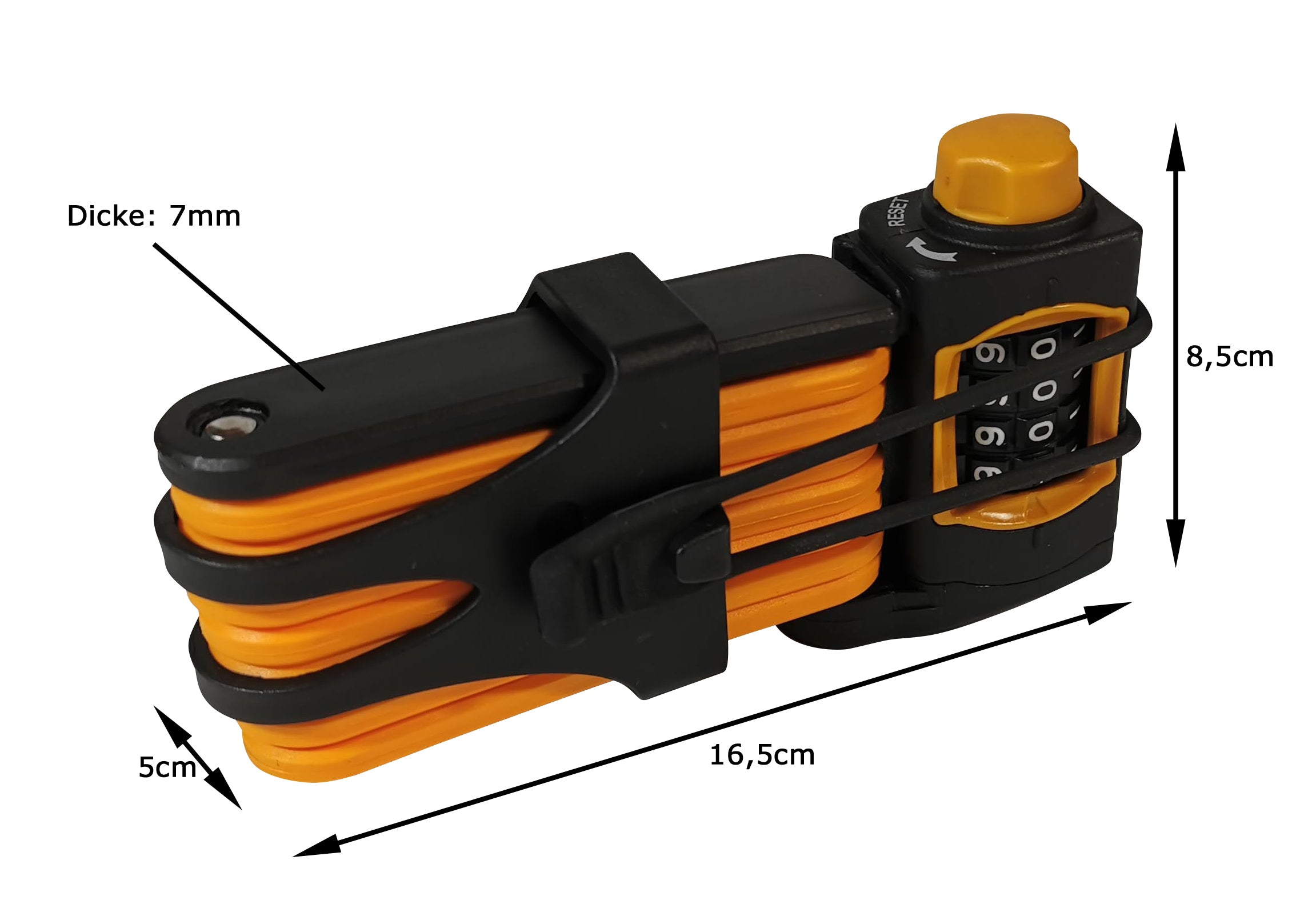 Fahrradschloss Red Loon Faltschloss Zahlenschloss mit Halterung 860mm