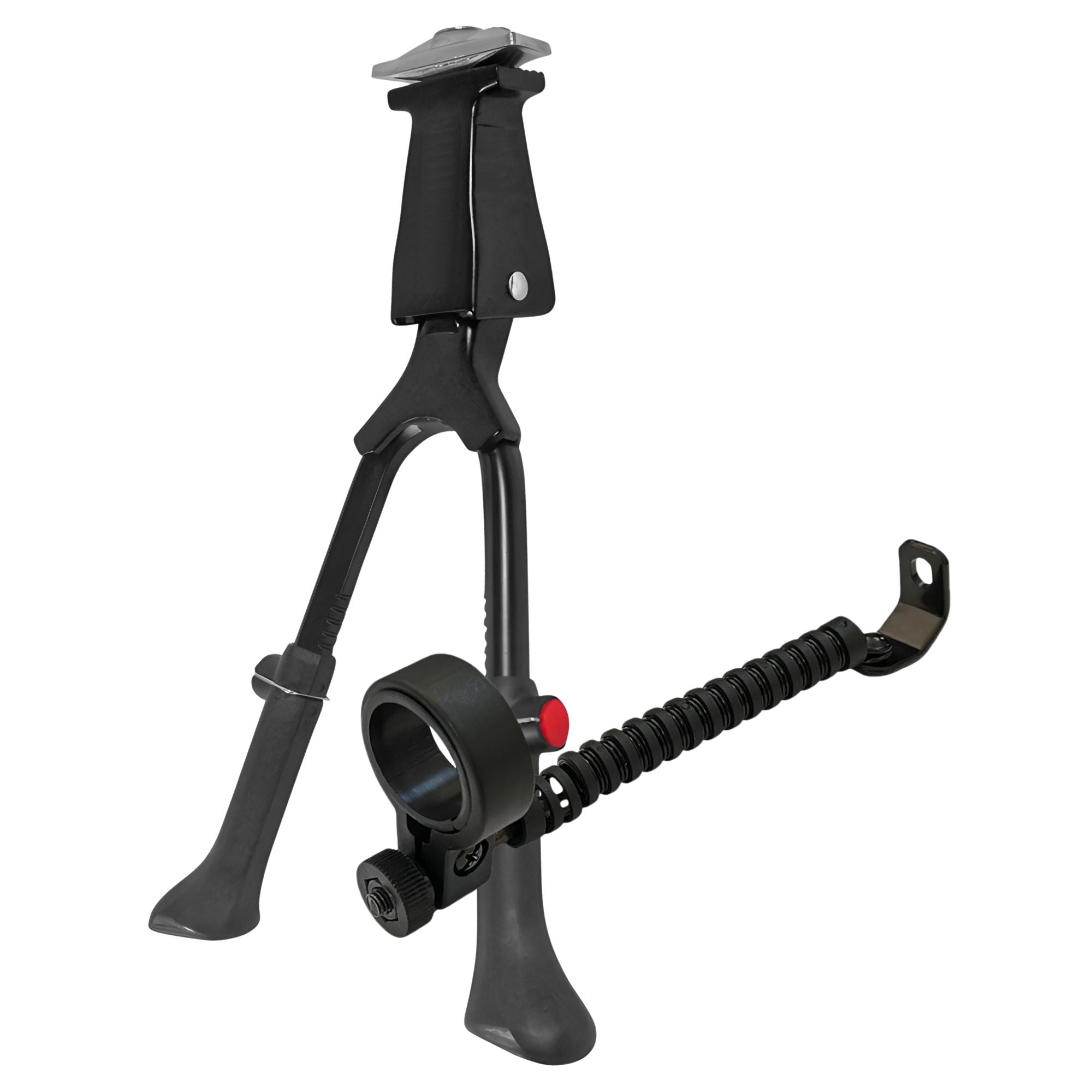 Fahrradständer Zweibeinständer - höhenverstellbar 26-28 Zoll - Doppelständer Fahrrad Alu - universell MTB Citybike eBike Hollandrad Trekkingbike - Montage Mitte - inkl. Lenkungsdämpfer Ø28,6-31,8mm