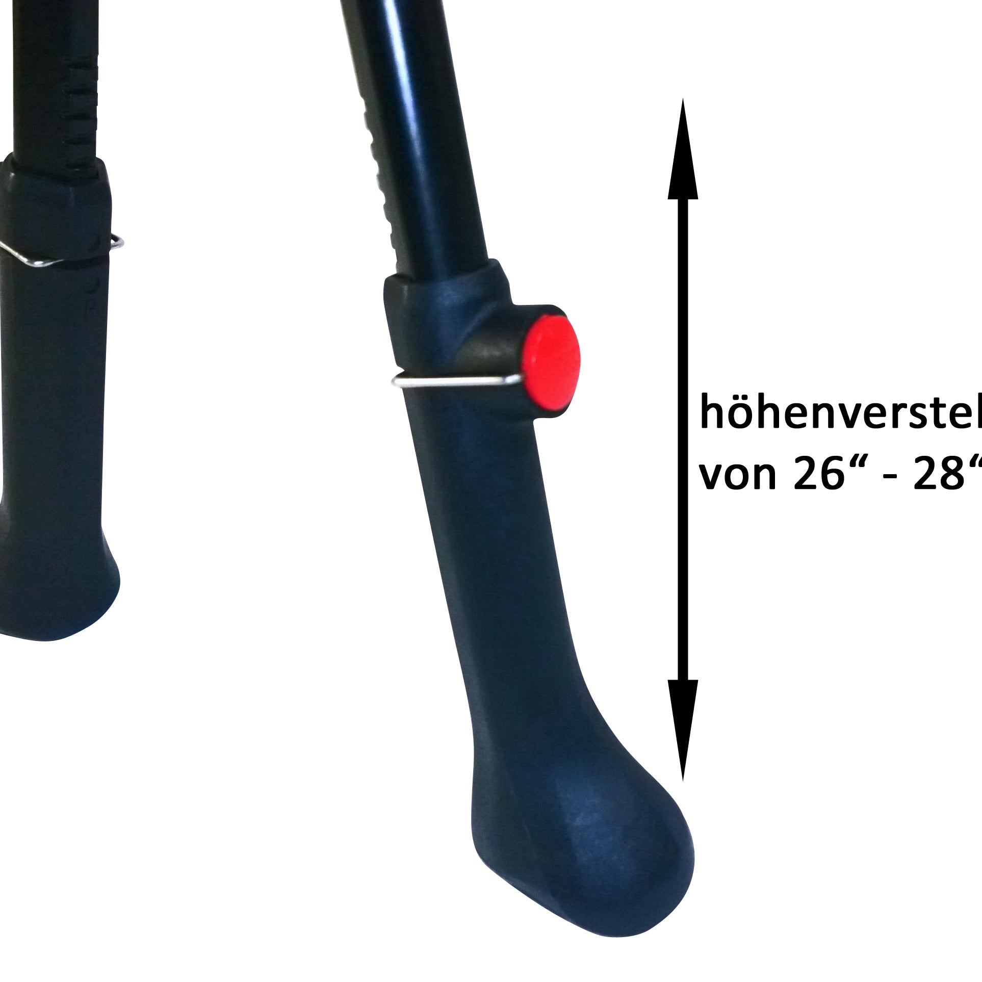 Fahrradständer Zweibeinständer - höhenverstellbar 26-28 Zoll - Doppelständer Fahrrad Alu - universell MTB Citybike eBike Hollandrad Trekkingbike - Montage Mitte - inkl. Lenkungsdämpfer Ø28,6-31,8mm