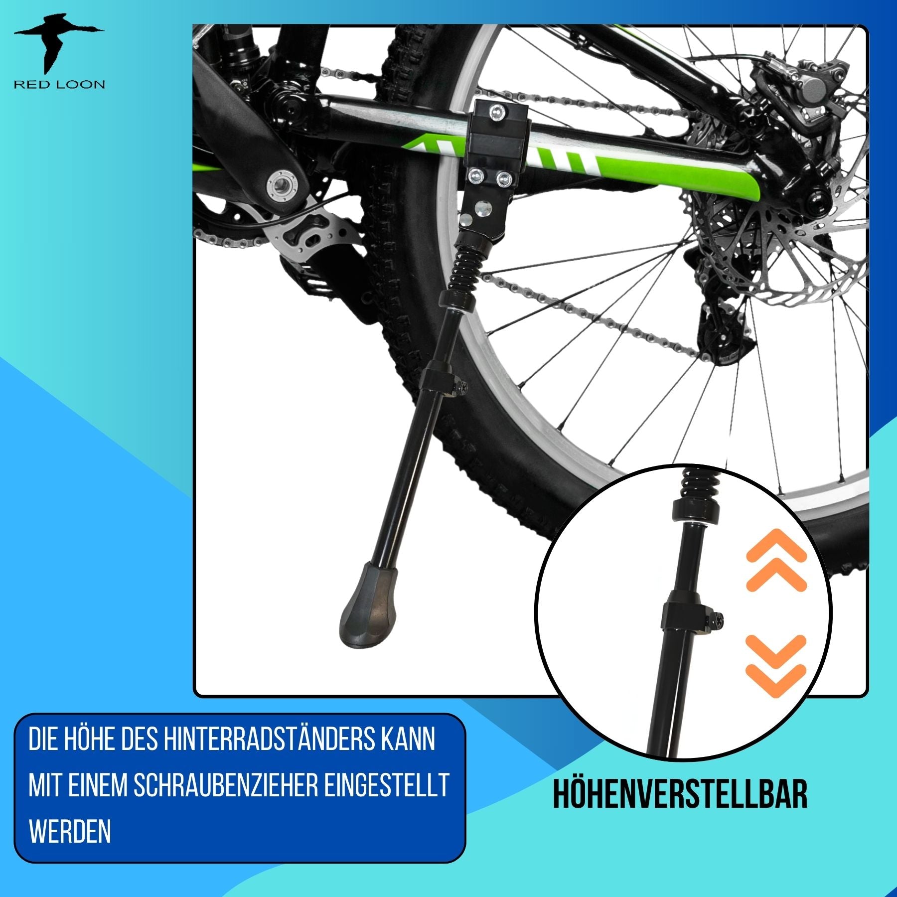 Red Loon Aluminium Seitenständer 24-28" verstellbar Hinterbauständer Fahrradständer