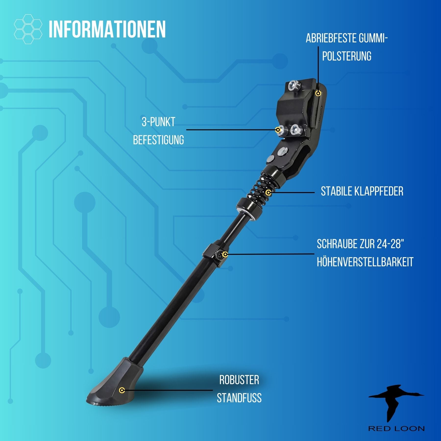 Red Loon Aluminium Seitenständer 24-28" verstellbar Hinterbauständer Fahrradständer