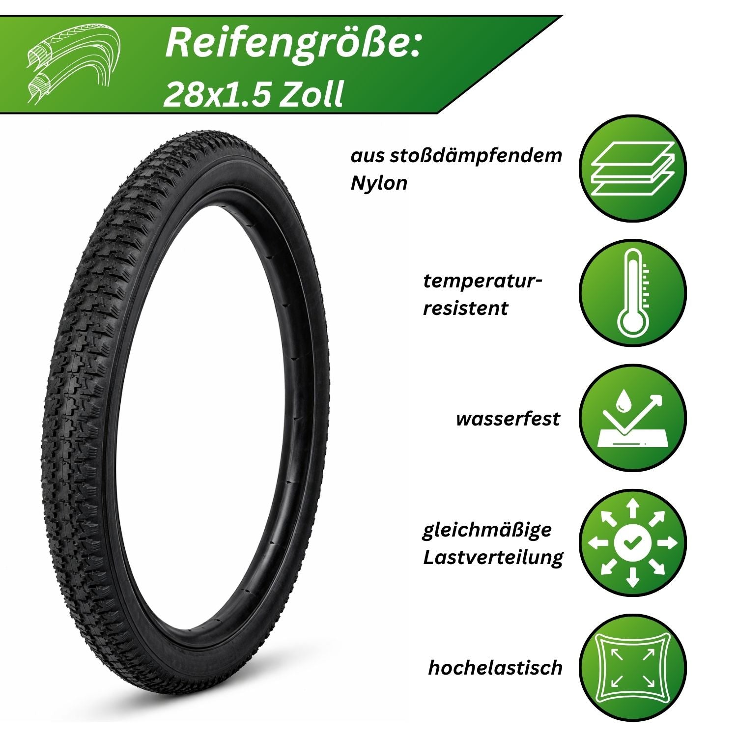 28 Zoll Fahrradreifen 28x1.50 (40-635) Kenda K141 Fahrradmantel Allwetterreifen Reifen Fahrrad  28x1.50 (40-635) Drahtreifen für Citybikes, Trekkingbikes, Rennrädern und Tourenrädern