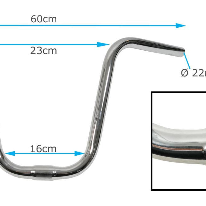 Bonanza Fahrrad Lenker Fahrradlenker Chopper Hochlenker Griffweite 60cm verchromt