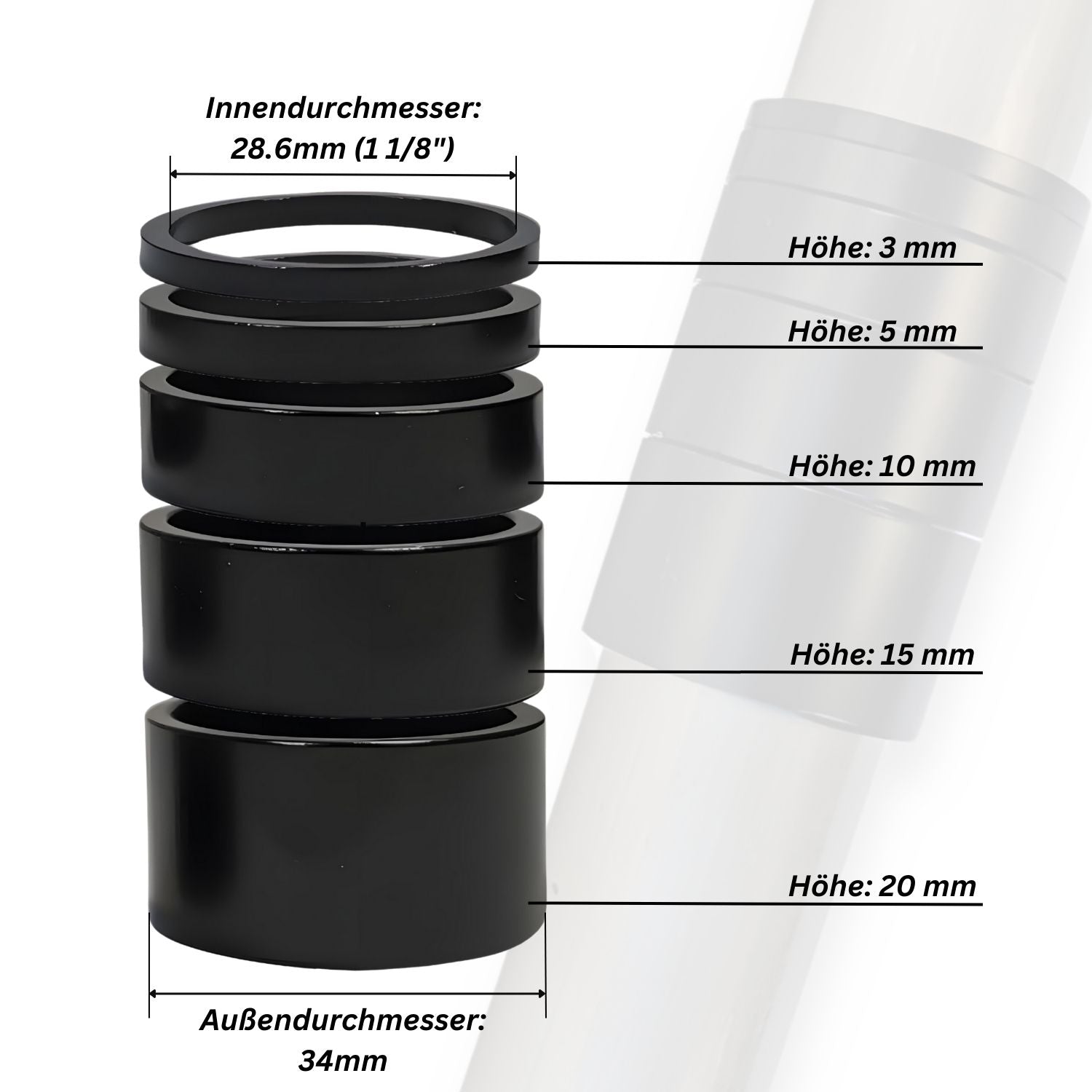 Fahrrad Alu Steuersatz A-Head + Distanzringe 28,6mm Lenkervorbau Lenkkopflager Spacer