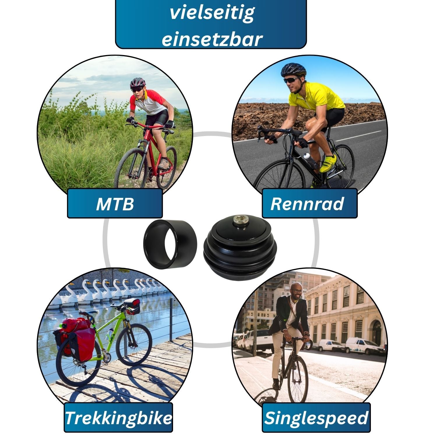 Fahrrad Alu Steuersatz A-Head + Distanzringe 28,6mm Lenkervorbau Lenkkopflager Spacer