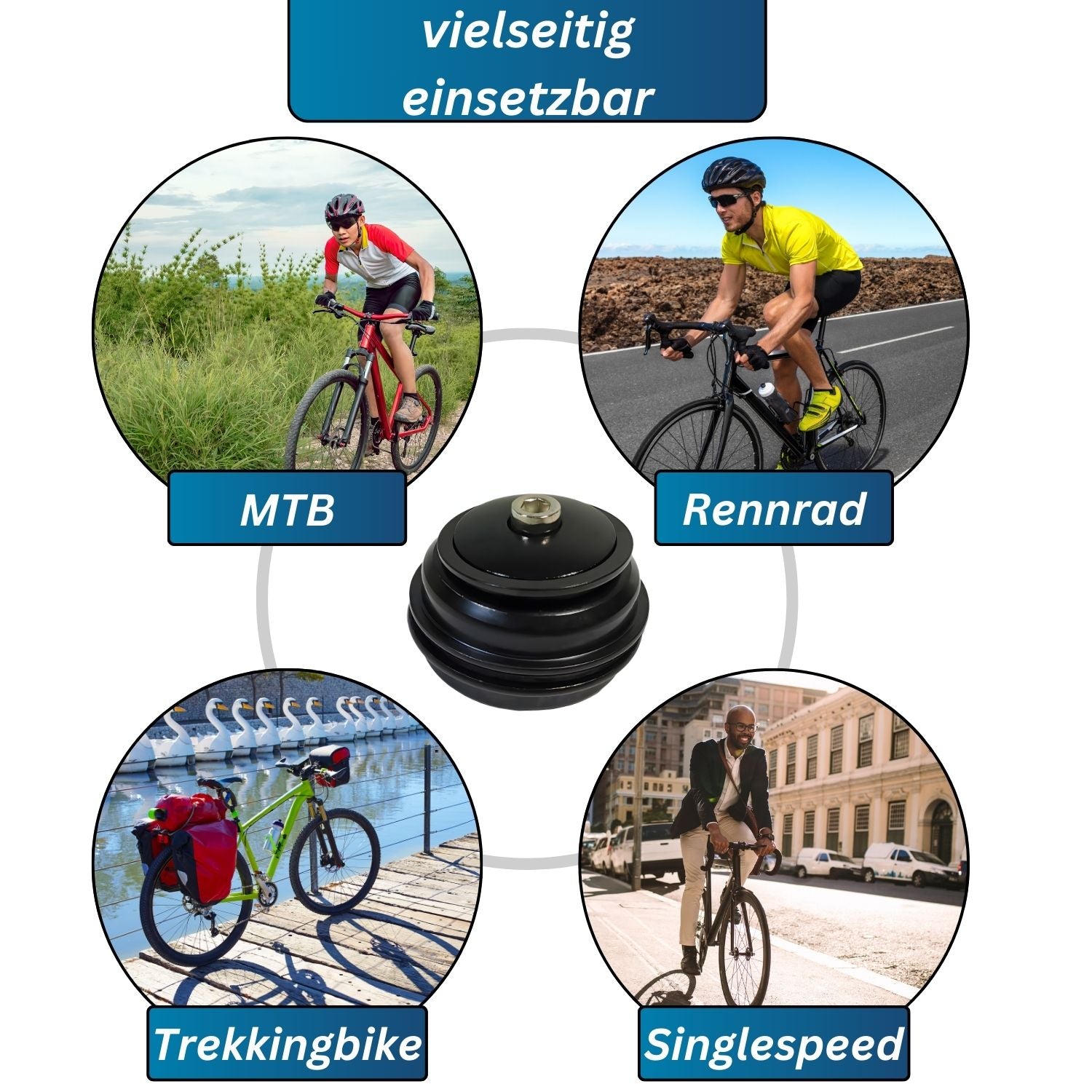 Fahrrad Steuersatz 1 1/8 MTB - Red Loon - Ahead Kugelring semi integriert - Aluminium Lenkkopflager Low Stack - Fahrrad Headset Lenklager Steuerkopf Lager - für Mountainbikes Rennrad Citybikes usw