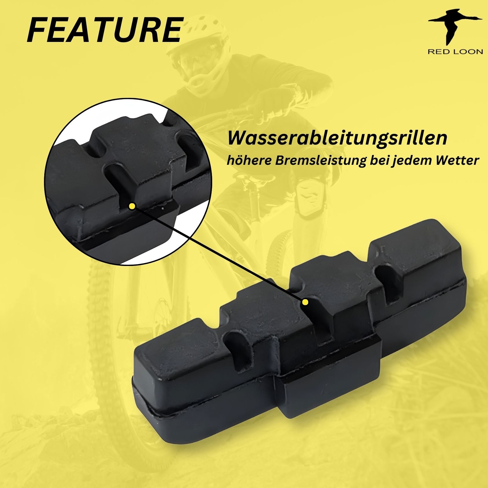 Bremsbeläge Bremsschuhe Bremsbacken - Red Loon 2 Paar - kompatibel mit Hydraulikbremse Felgenbremse Magura HS11 HS12 HS22 HS24 HS33 HS66 HSi - hohe Bremsleistung langlebige & passgenaue Bremsklötze