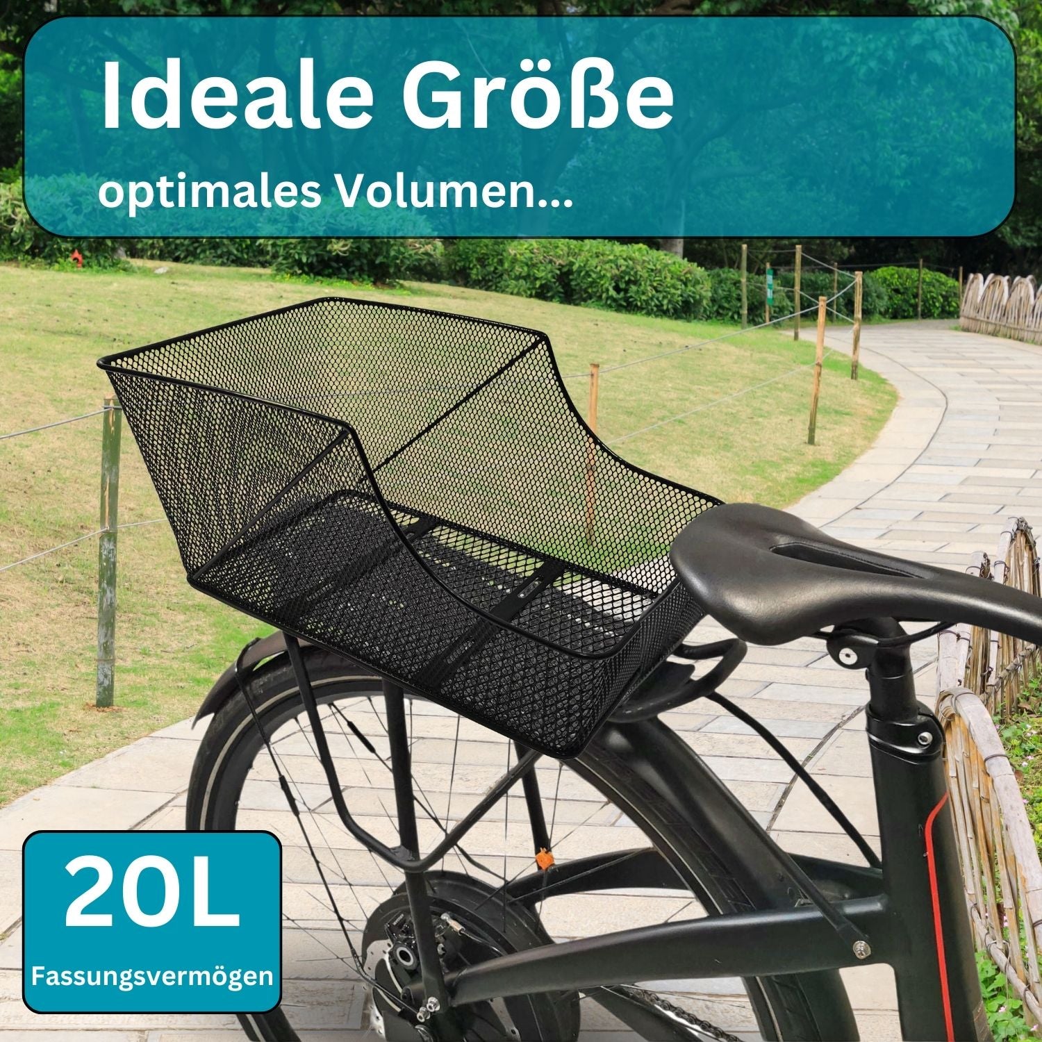 Fahrradkorb XXL Schultaschenkorb Einkaufskorb Gepäckträgerkorb 45 x 30,5 x 21 cm