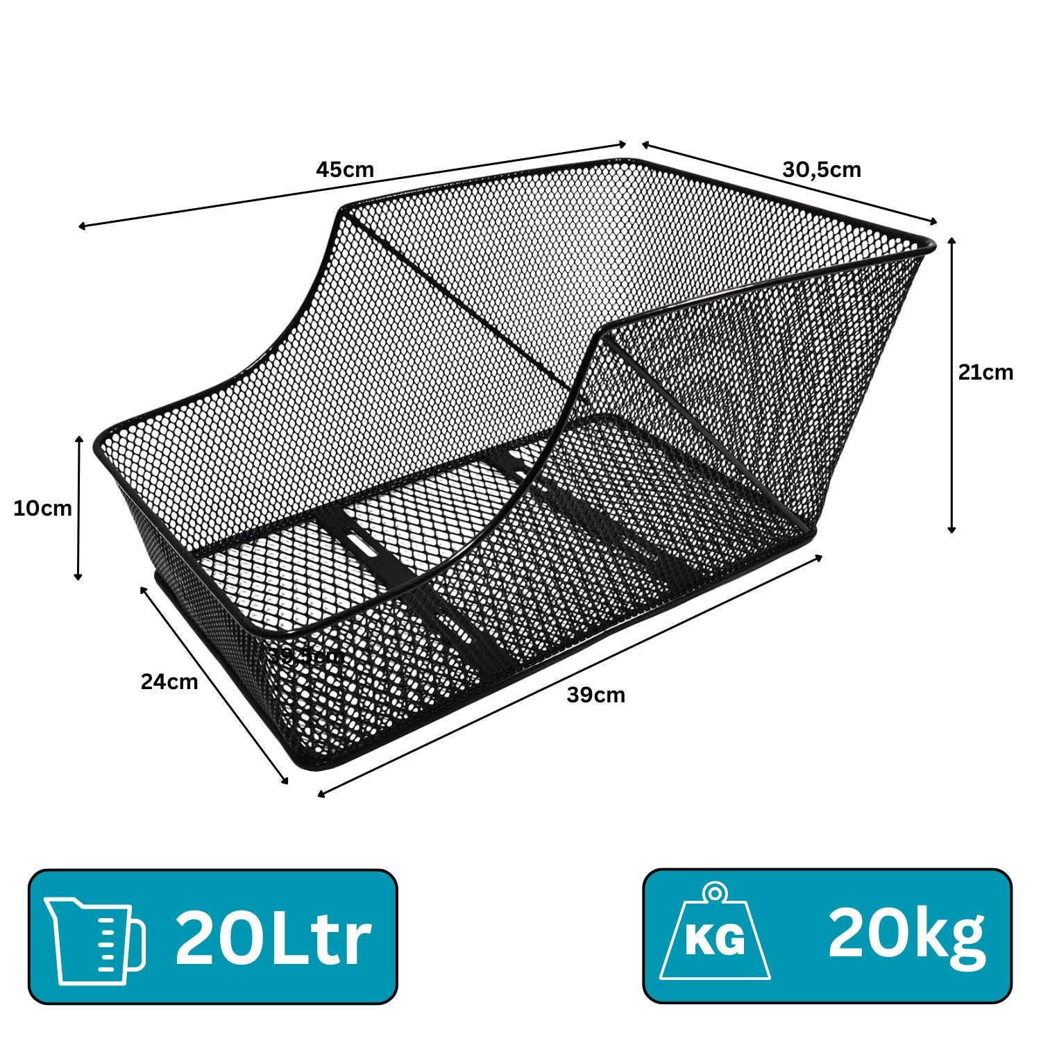 Fahrradkorb XXL Schultaschenkorb Einkaufskorb Gepäckträgerkorb 45 x 30,5 x 21 cm