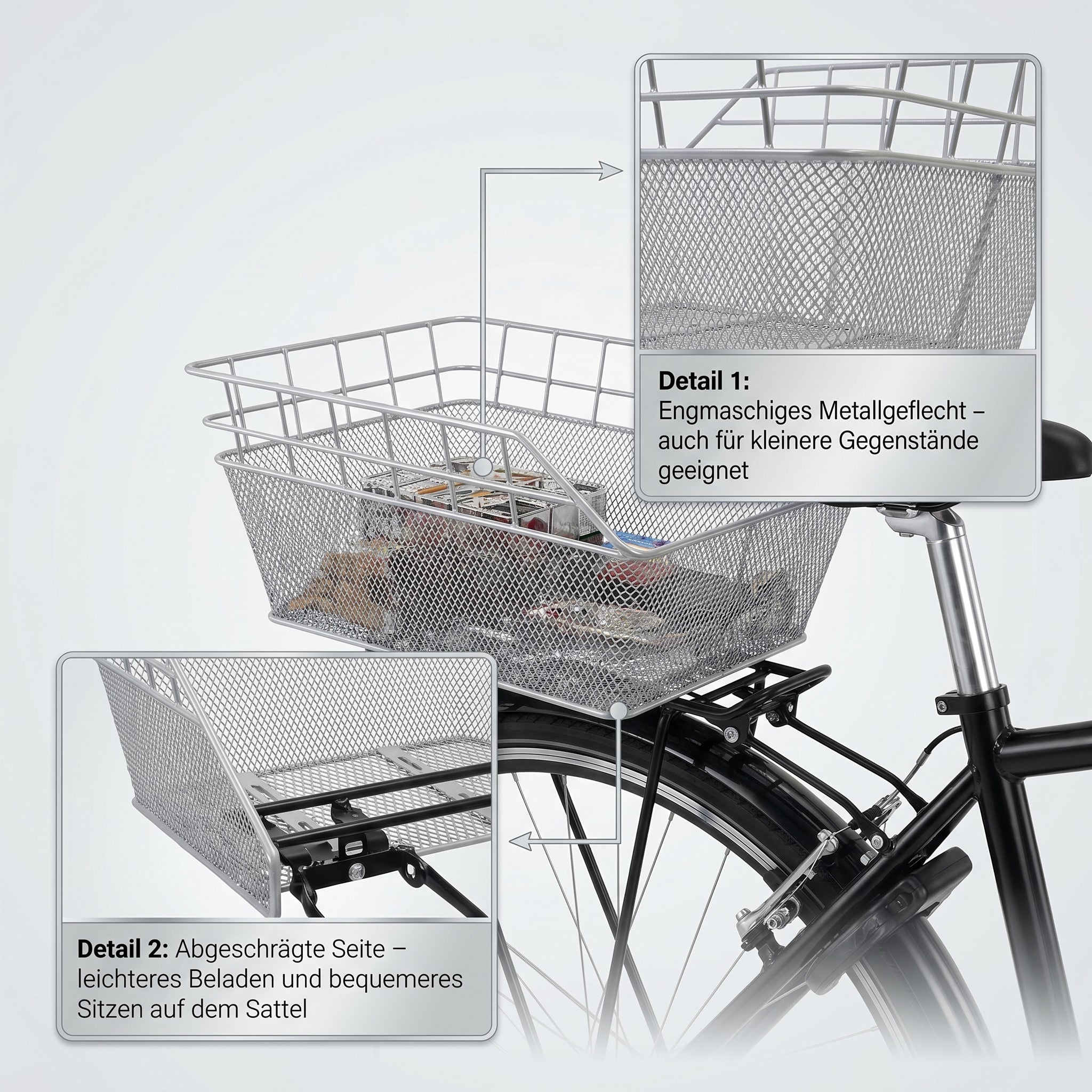 Fahrradkorb XXL Schultaschenkorb Einkaufskorb Gepäckträgerkorb 45x29,5x21 cm