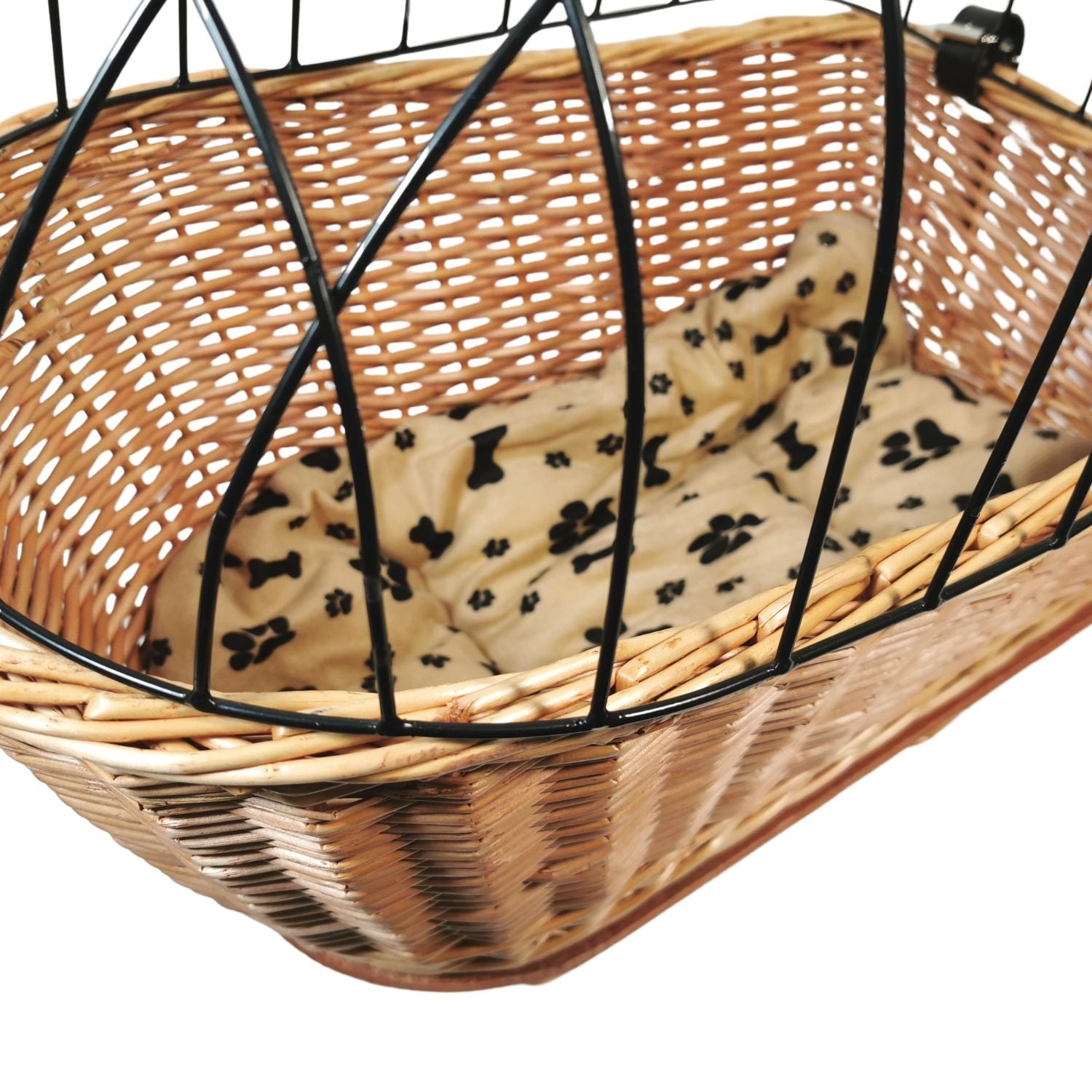 Red Loon Fahrradkorb Weidenkorb Hundekorb aus Weide mit Gitter für Gepäckträger