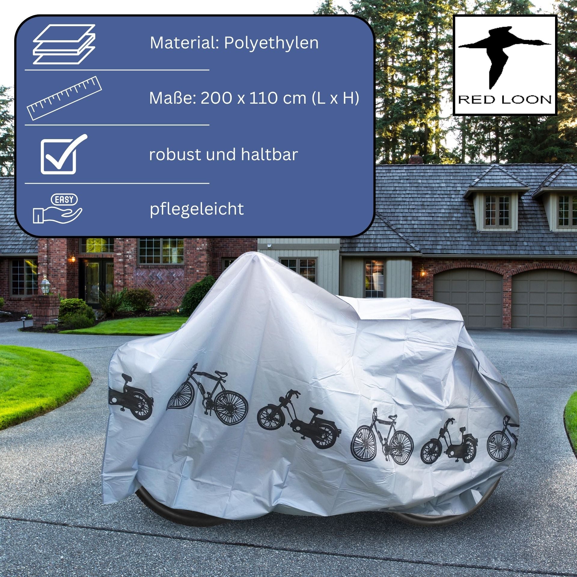 universal Fahrradplane 200x110cm Fahrradabdeckung Schutzhülle Cycle Cover Fahrradhülle