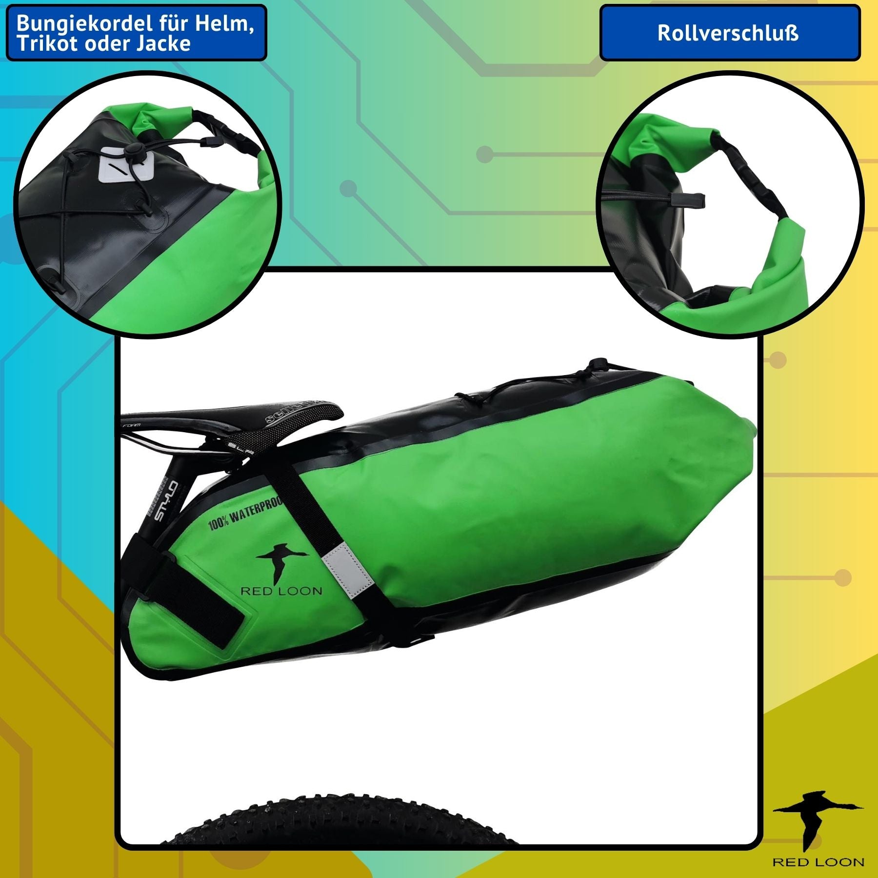 Satteltasche Red Loon Backloader 15Ltr wasserdicht Fahrradtasche Bikepacking Packtasche