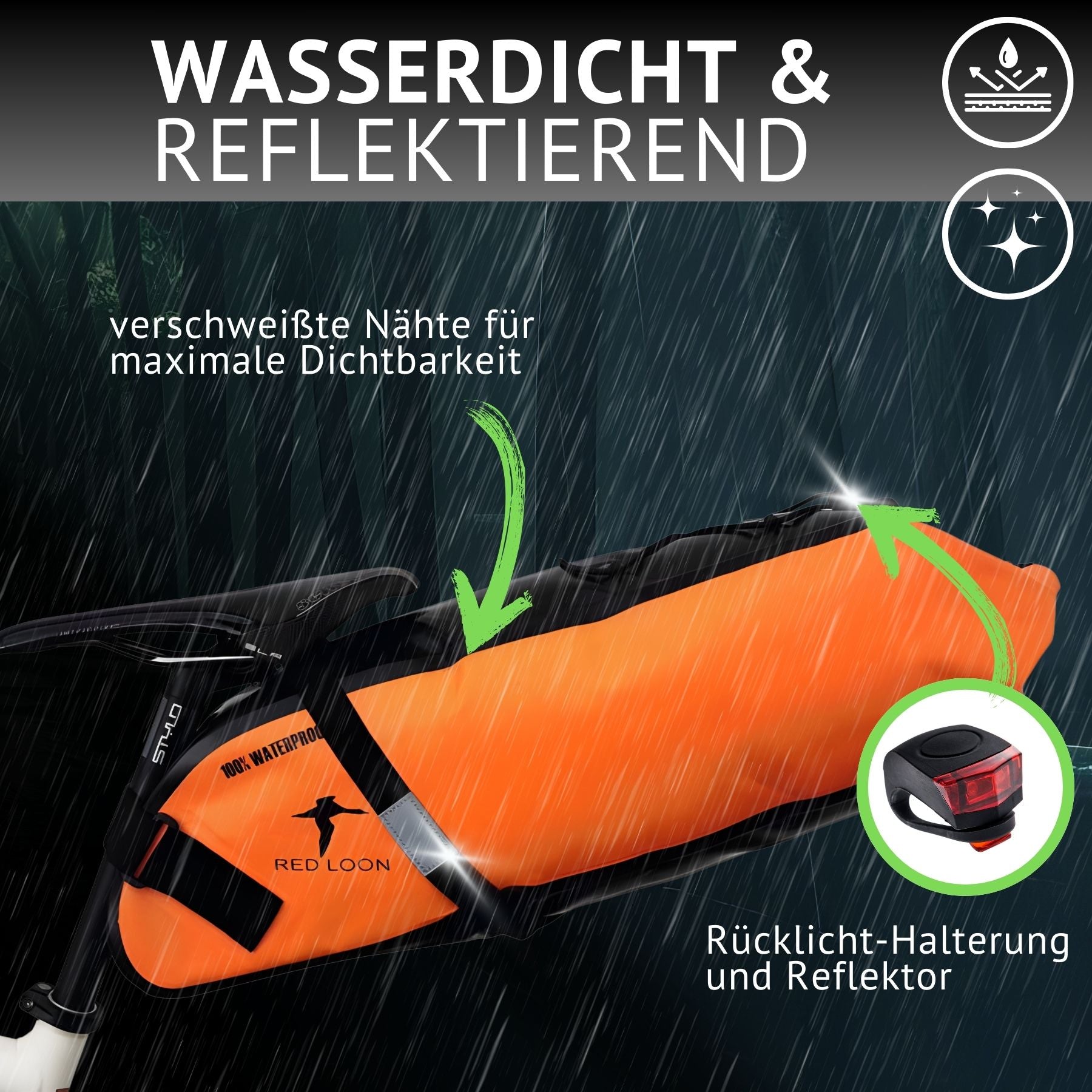 Satteltasche Red Loon Backloader 15Ltr wasserdicht Fahrradtasche Bikepacking Packtasche