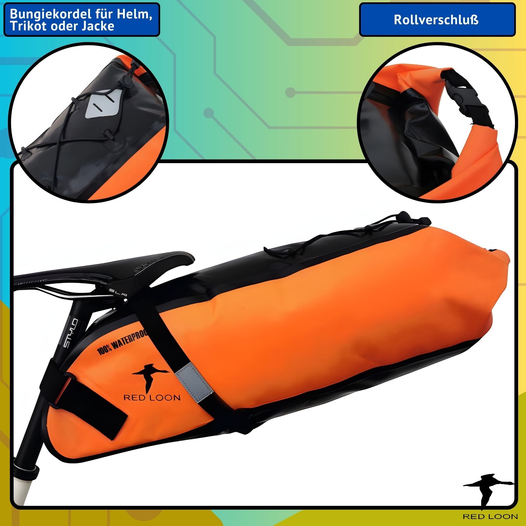 Satteltasche Red Loon Backloader 15Ltr wasserdicht Fahrradtasche Bikepacking Packtasche