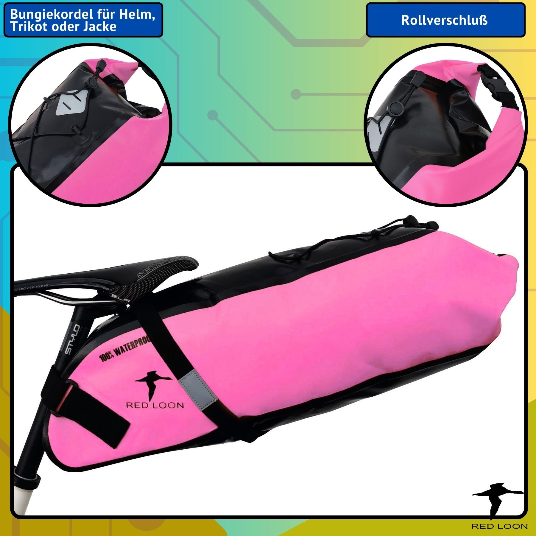 Satteltasche Red Loon Backloader 15Ltr wasserdicht Fahrradtasche Bikepacking Packtasche