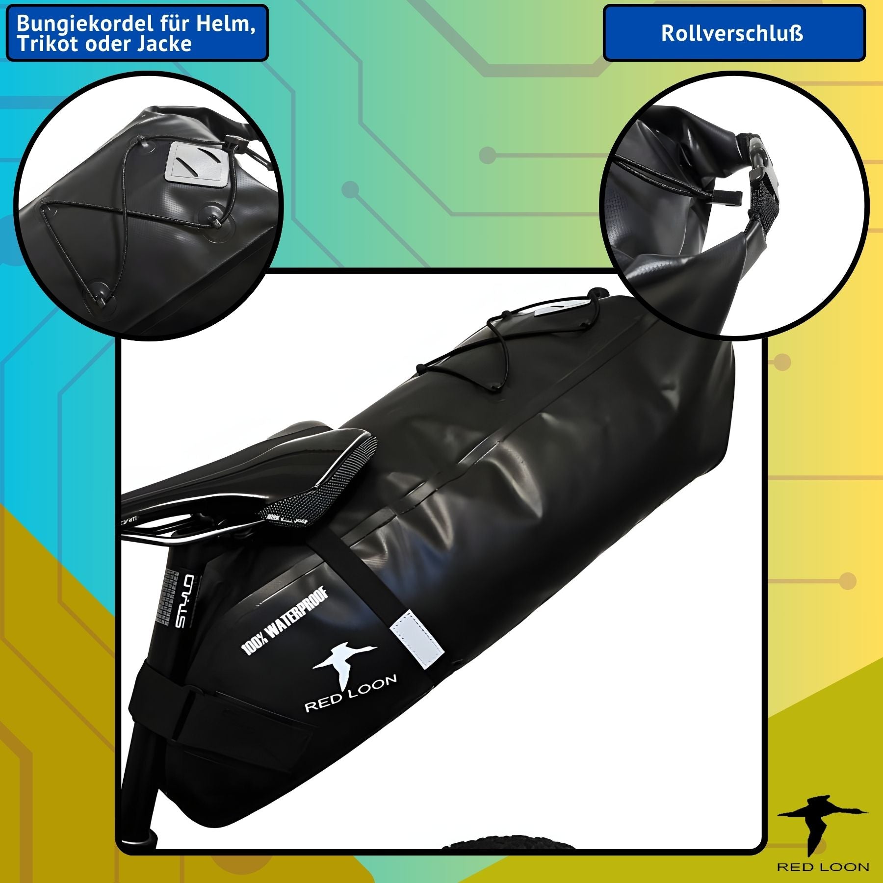 Satteltasche Red Loon Backloader 15Ltr wasserdicht Fahrradtasche Bikepacking Packtasche