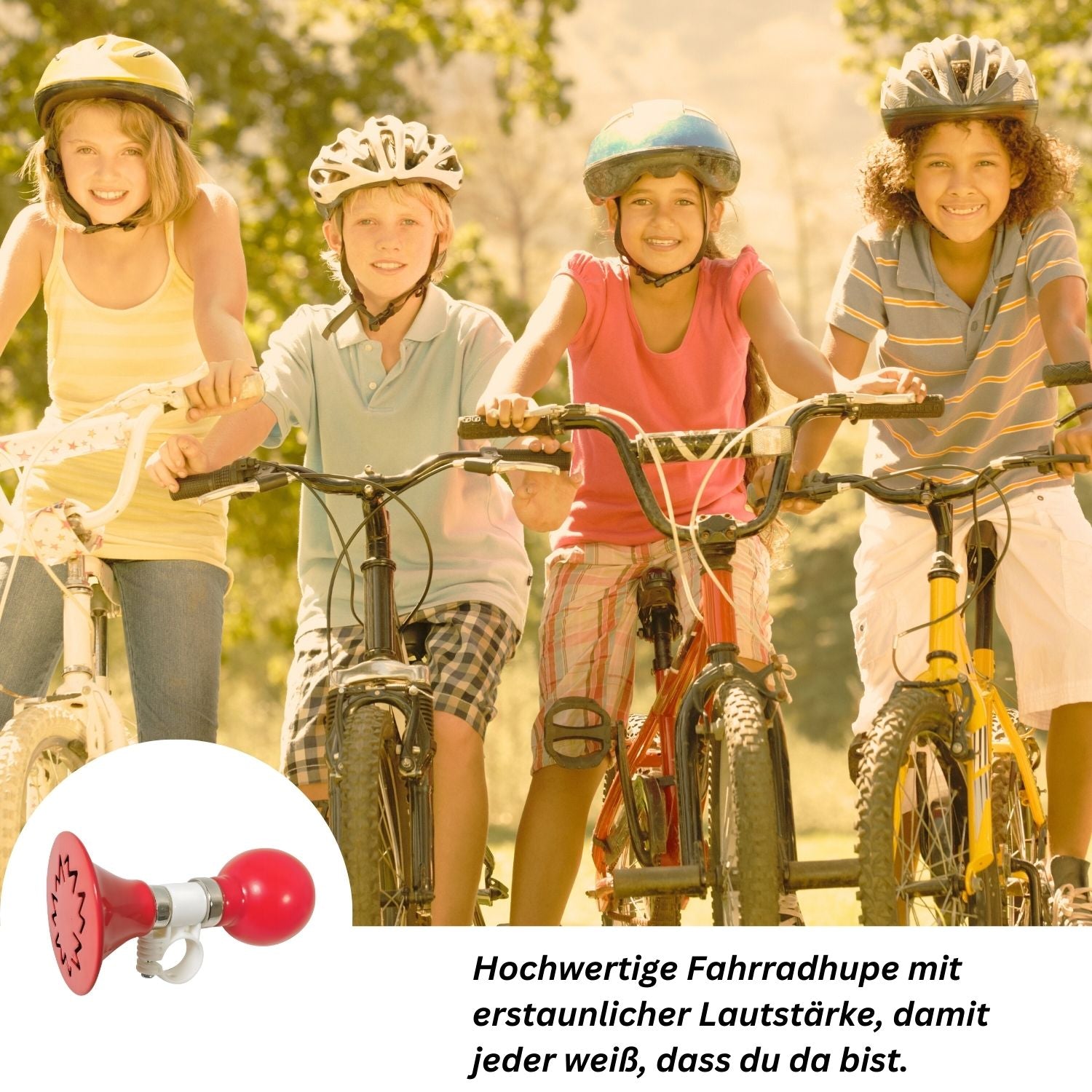 Red Loon Kinder Fahrradhupe - Hupe Kinderfahrrad - Lenkerhupe 20-23 mm - Ballhupe Fahrradklingel Signal Horn für Fahrräder Roller Lauflernrad - Hupe Fahrrad Metall Gummi Warnklingel