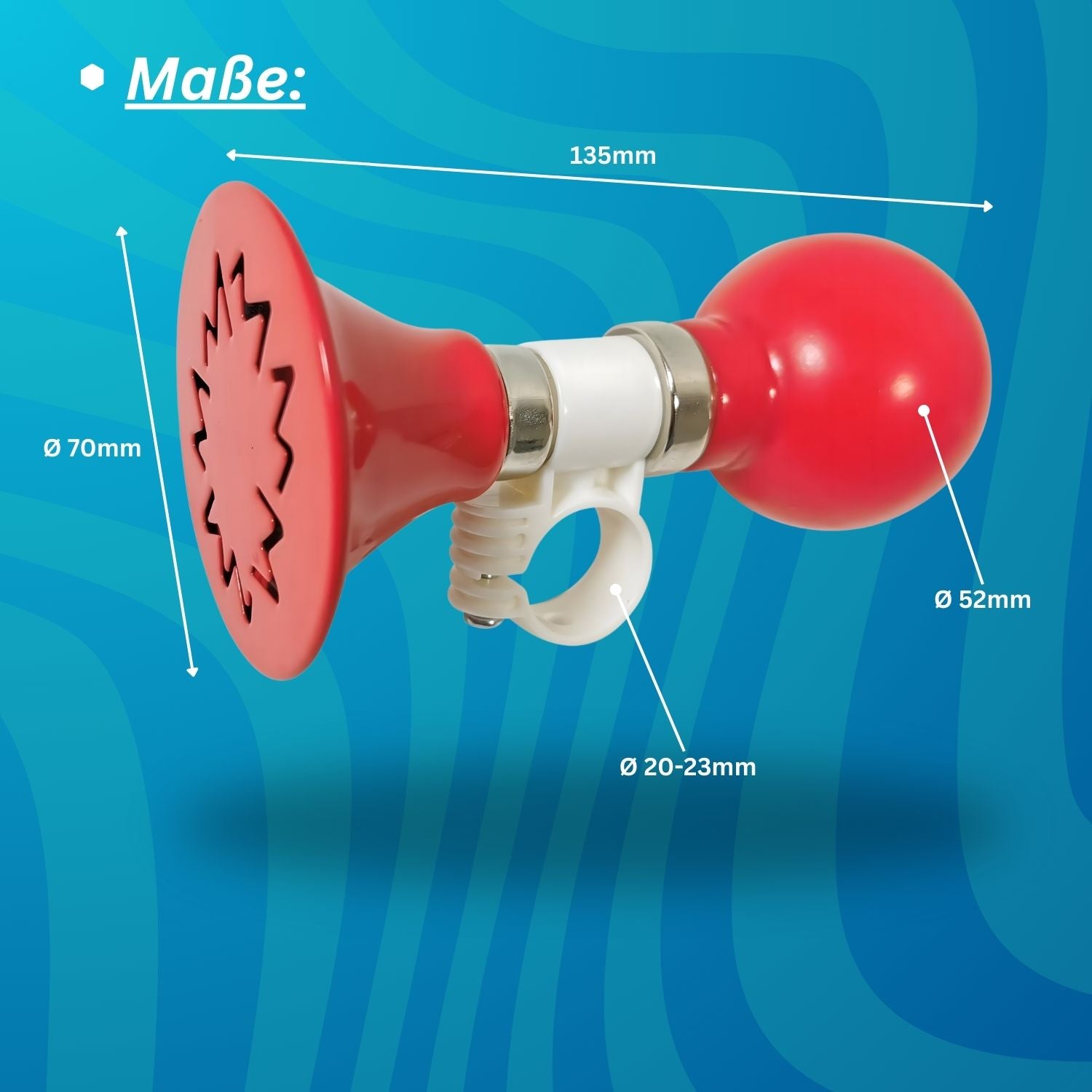 Red Loon Kinder Fahrradhupe - Hupe Kinderfahrrad - Lenkerhupe 20-23 mm - Ballhupe Fahrradklingel Signal Horn für Fahrräder Roller Lauflernrad - Hupe Fahrrad Metall Gummi Warnklingel