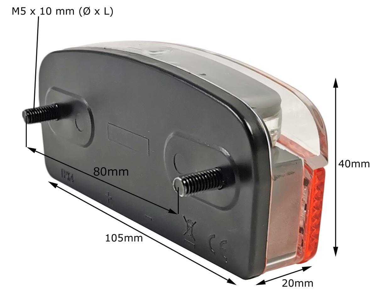 Fahrrad LED Rücklicht für Gepäckträger inkl Reflektor Dynamo 80mm StVZO Red Loon