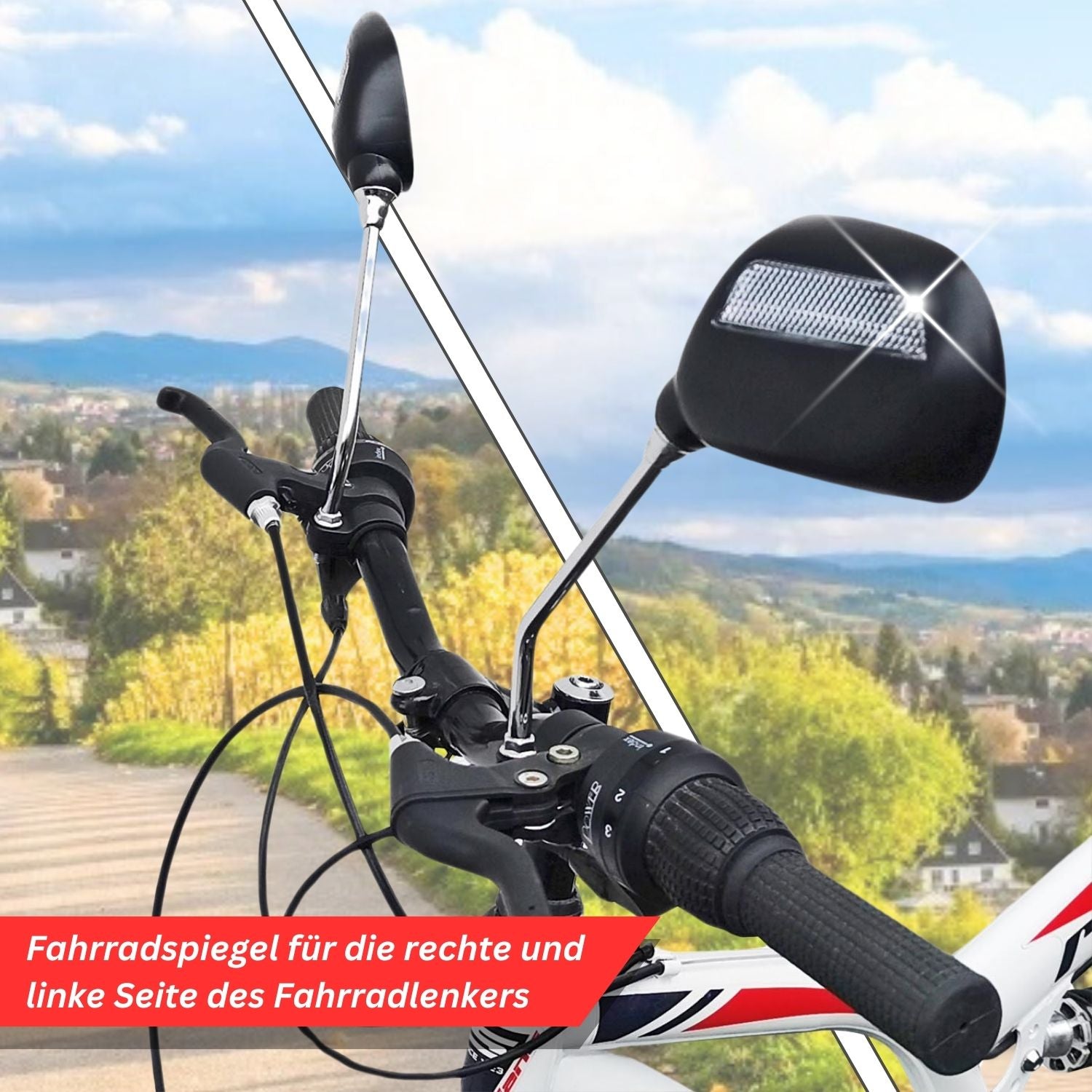 Red Loon Fahrradspiegel für Lenker - rechts & links - Rückspiegel Fahrrad Fahrradrückspiegel E Bike - Lenkerspiegel Fahrrad Spiegel Rückspiegel - 360° drehbar - für Fahrrad Rennrad Mountainbikes usw