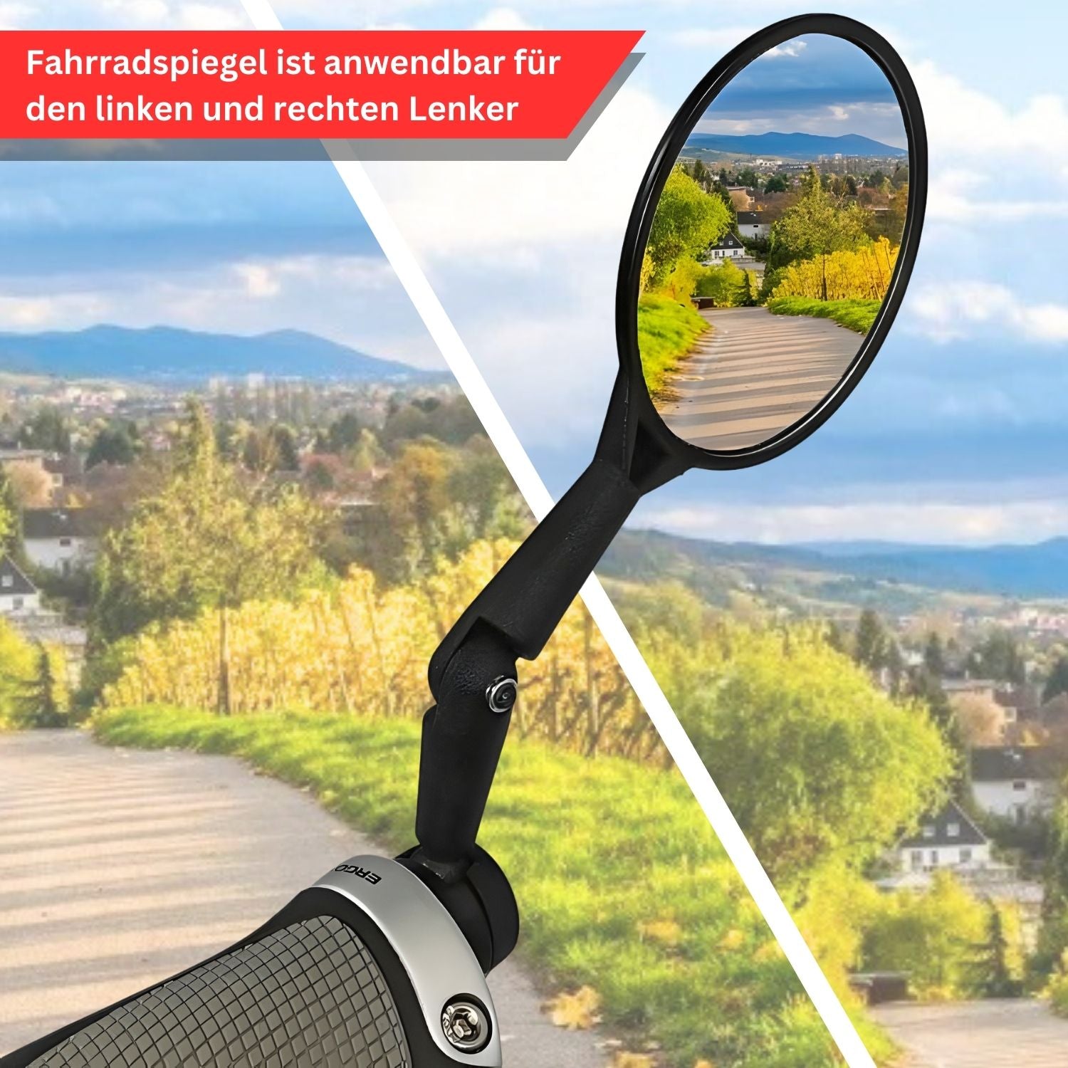 Red Loon Fahrradspiegel für Lenker - Rückspiegel Fahrrad Fahrradrückspiegel E Bike - Lenkerspiegel Fahrrad Spiegel konvex - klappbar 360° drehbar - für Fahrrad Rennrad Mountainbikes usw
