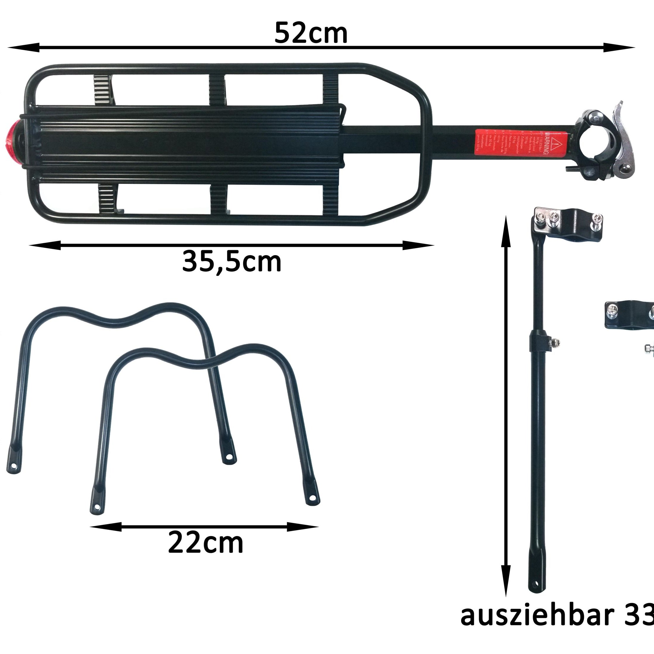 Gepäckträger MTB verstellbar für Sattelstütze Mountainbike Fahrrad Aluminium
