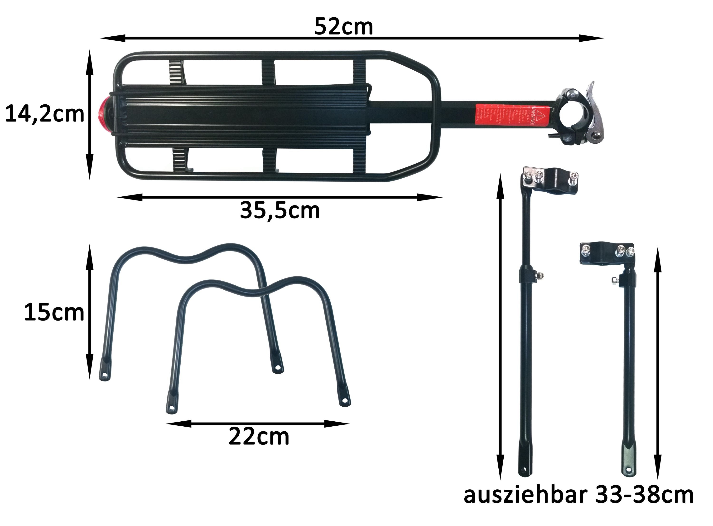 Gepäckträger MTB verstellbar für Sattelstütze Mountainbike Fahrrad Aluminium