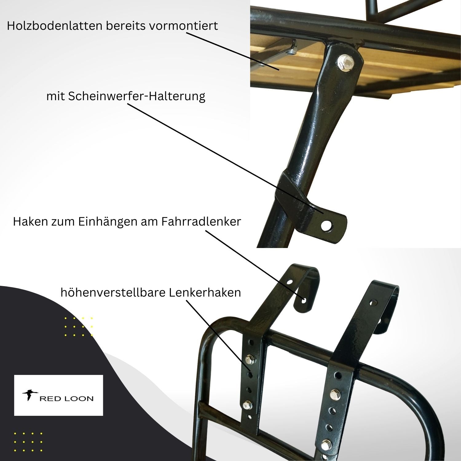 Frontgepäckträger Fahrrad + Fahrradkorb XL Pro | Fahrrad Gepäckträger vorne | Gepäckträger Vorderrad | Fahrrad Gepäckhalter für Hollandrad | Front Loader | Red Loon | Rattanlook Seegras | Gepäckträgerkorb