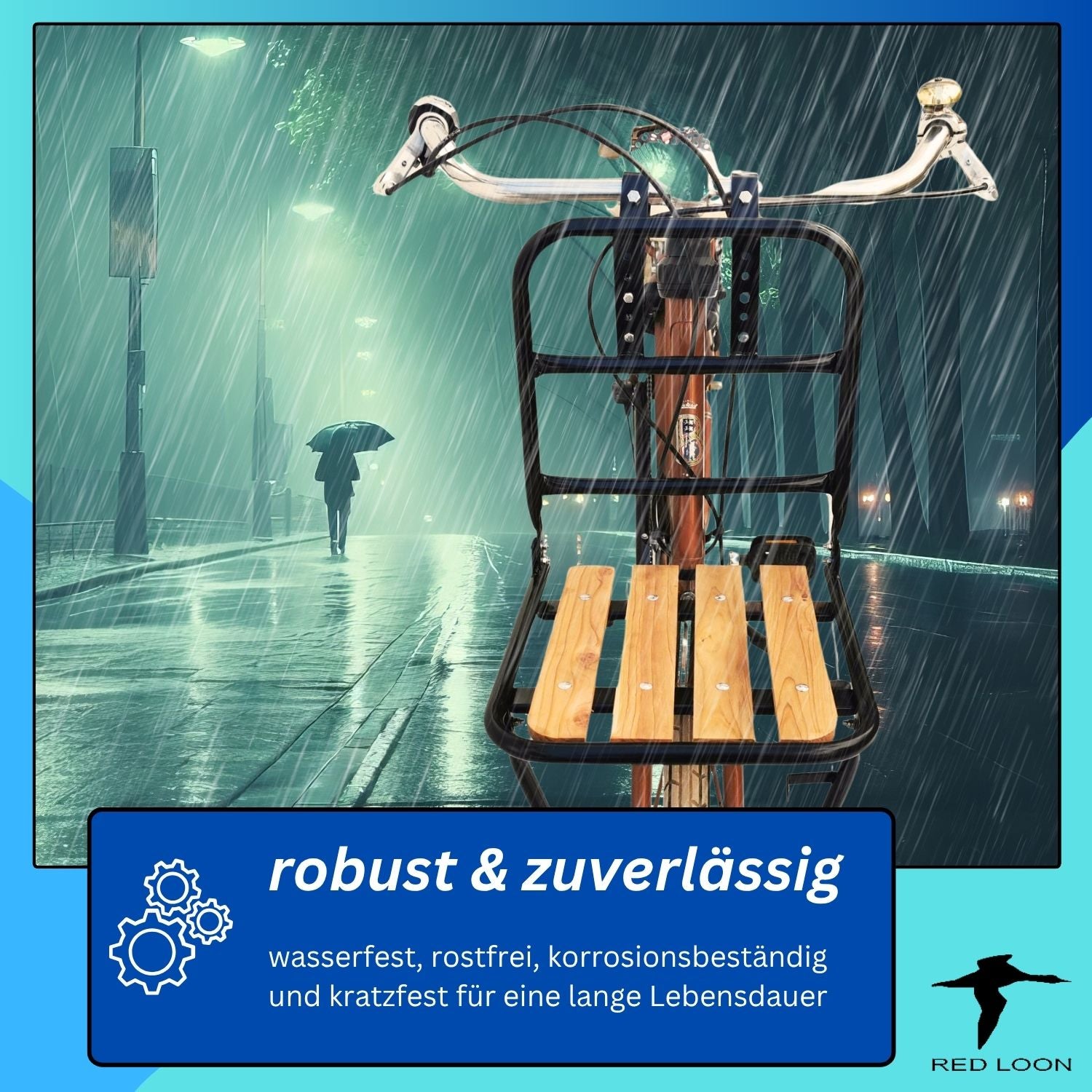 Frontgepäckträger Fahrrad + Fahrradkorb | Fahrrad Gepäckträger vorne | Gepäckträger Vorderrad | Fahrrad Gepäckhalter für Hollandrad | Front Loader | Red Loon | Rattankorb  Gepäckträgerkorb