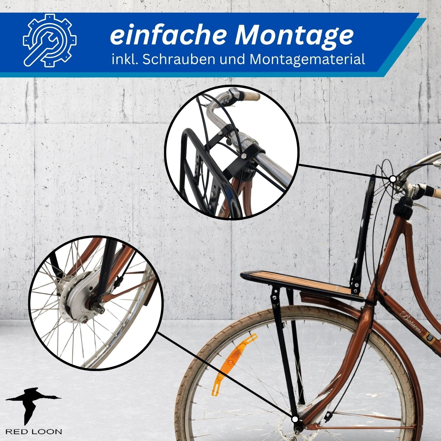 Frontgepäckträger Stahl/Holz Front Loader Gepäckträger vorne für Hollandrad