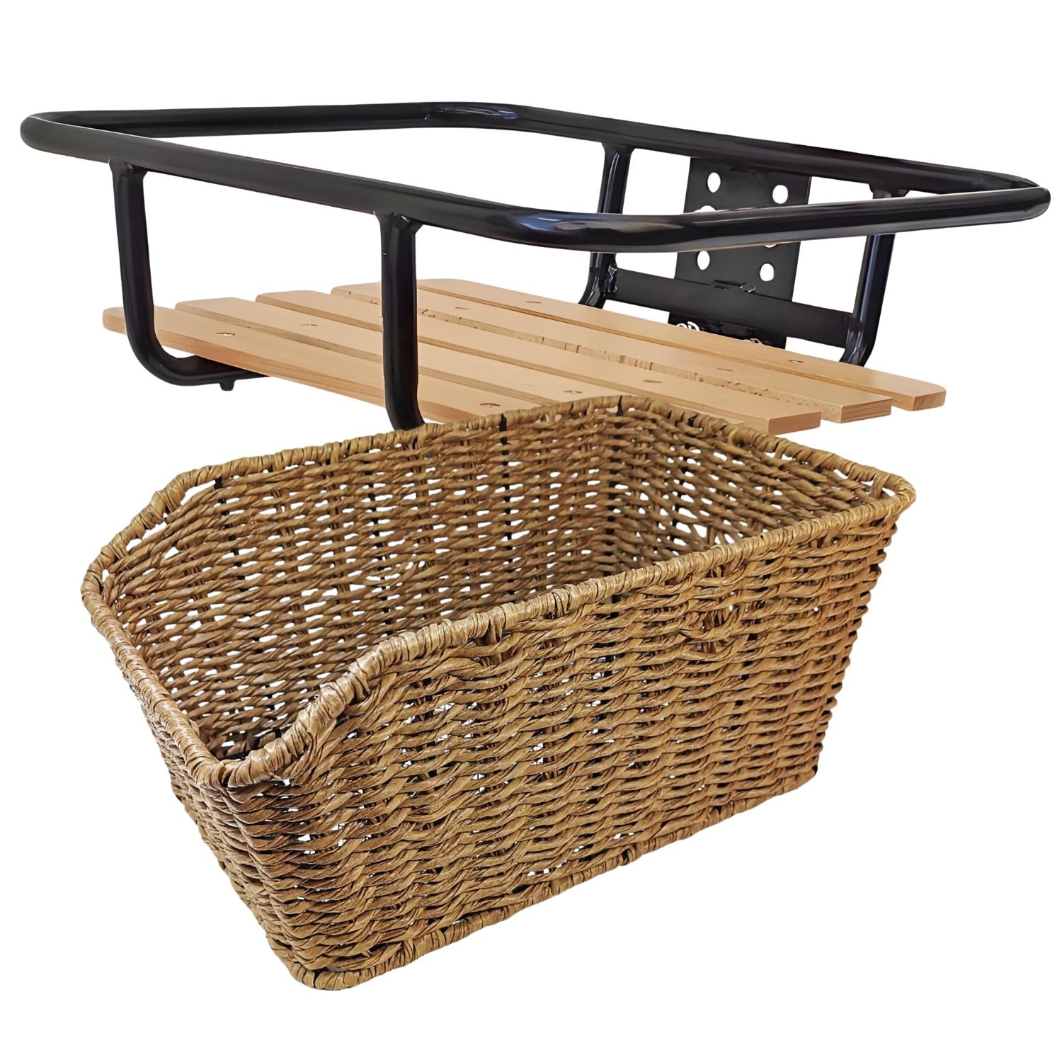 Frontgepäckträger Fahrrad + Fahrradkorb XL Pro | Fahrrad Gepäckträger vorne | Gepäckträger Vorderrad | Fahrrad Gepäckhalter | Front Loader | Red Loon | Rattanlook Seegras | Gepäckträgerkorb