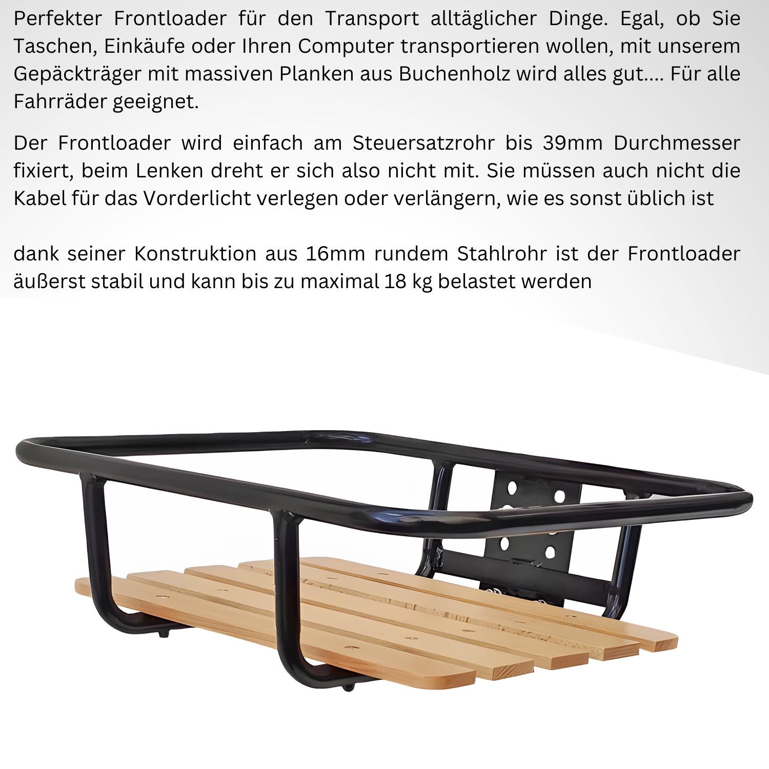 Frontgepäckträger Fahrrad + Fahrradkorb XL Pro | Fahrrad Gepäckträger vorne | Gepäckträger Vorderrad | Fahrrad Gepäckhalter | Front Loader | Red Loon | Rattanlook Seegras | Gepäckträgerkorb