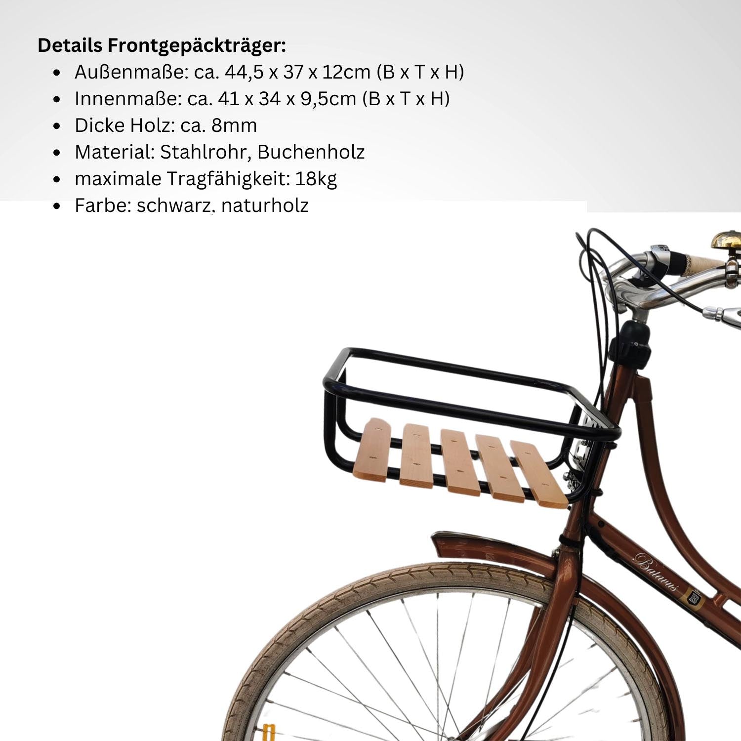 Frontgepäckträger Fahrrad + Fahrradkorb XL Pro | Fahrrad Gepäckträger vorne | Gepäckträger Vorderrad | Fahrrad Gepäckhalter | Front Loader | Red Loon | Rattanlook Seegras | Gepäckträgerkorb