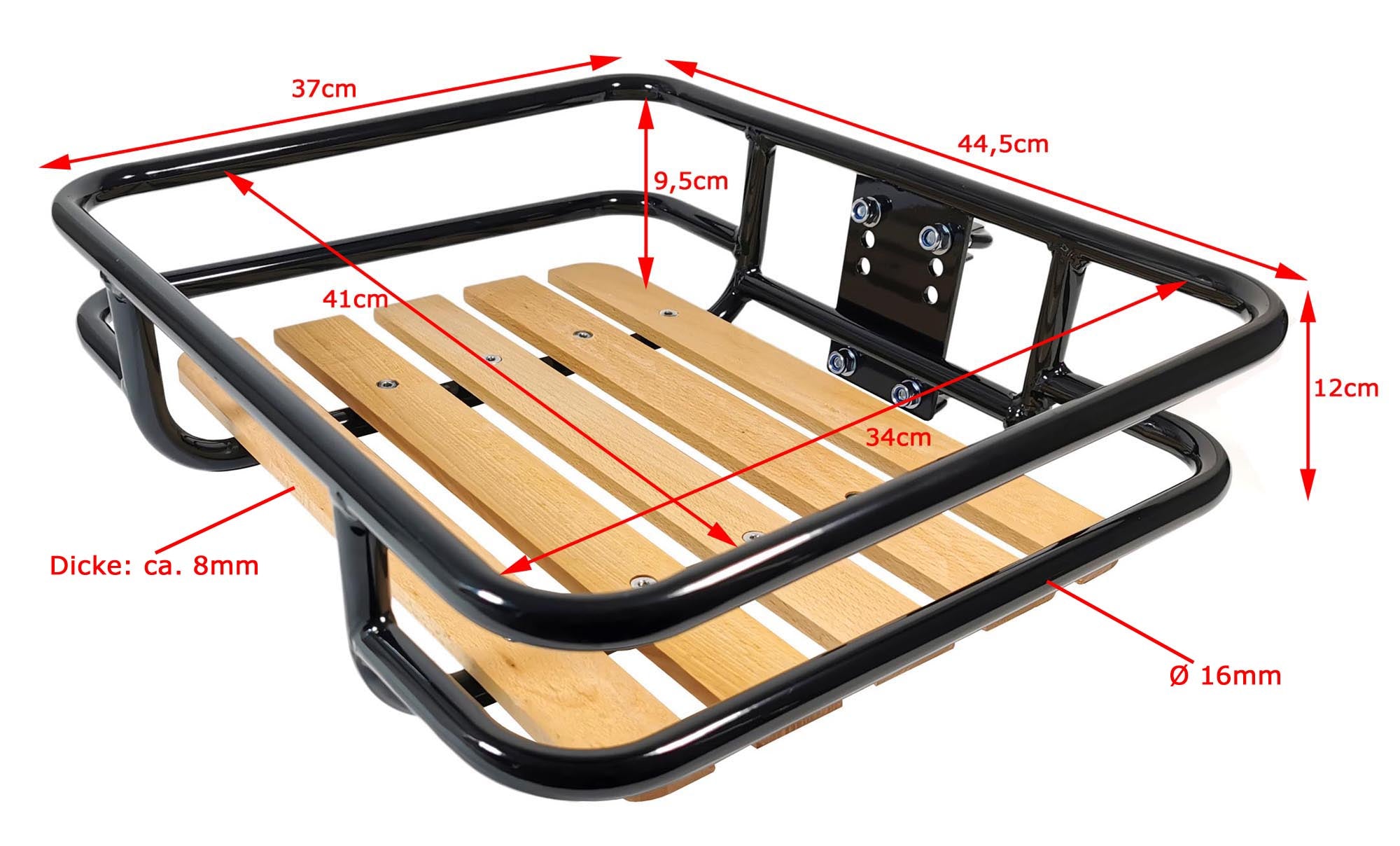 Frontgepäckträger Stahl/Holz Front Loader Gepäckträger vorne Holz Auflage