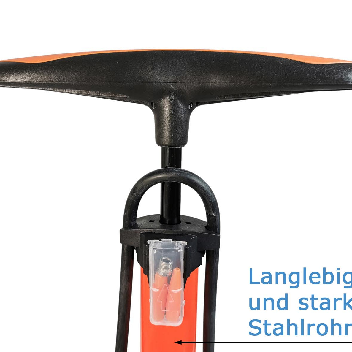 Luftpumpe Metall Fahrradpumpe orange 11 bar Standpumpe Manometer Auto- Dunlop Sclaverantventil