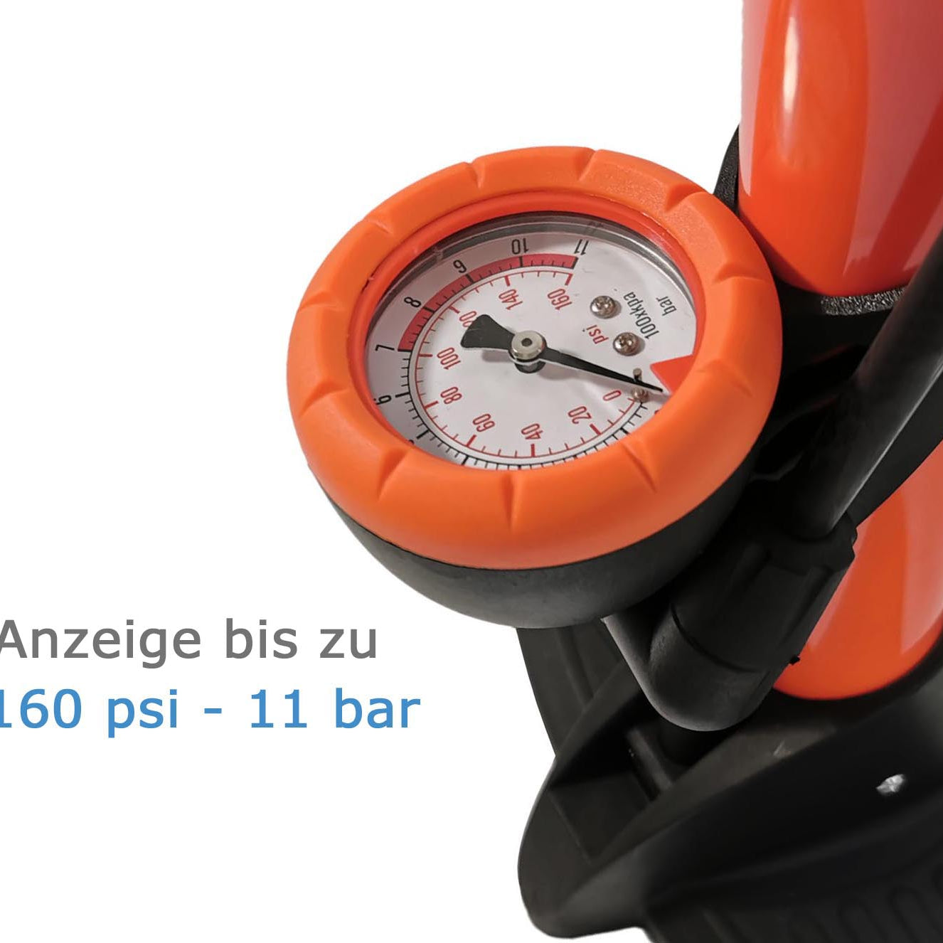 Metall Standpumpe Luftpumpe Hochdruck Fahrradpumpe 11 bar Manometer alle Ventile