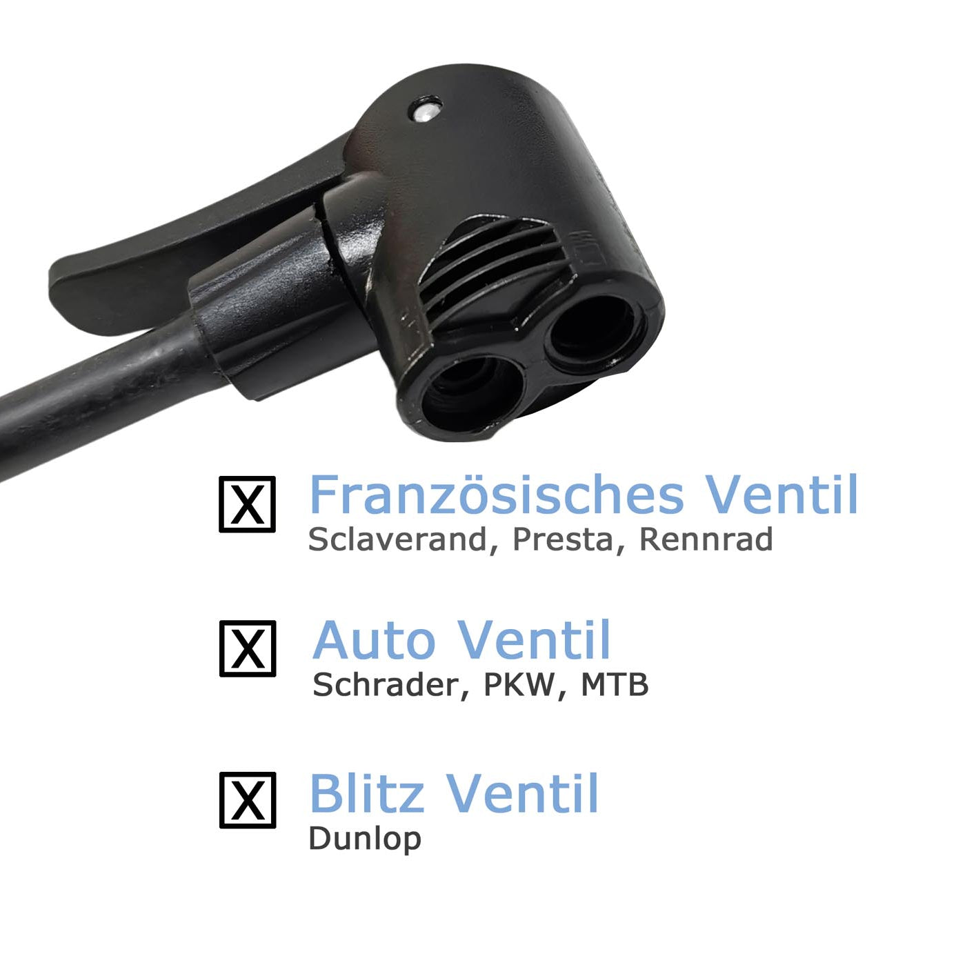 Metall Standpumpe Luftpumpe Hochdruck Fahrradpumpe 11 bar Manometer alle Ventile