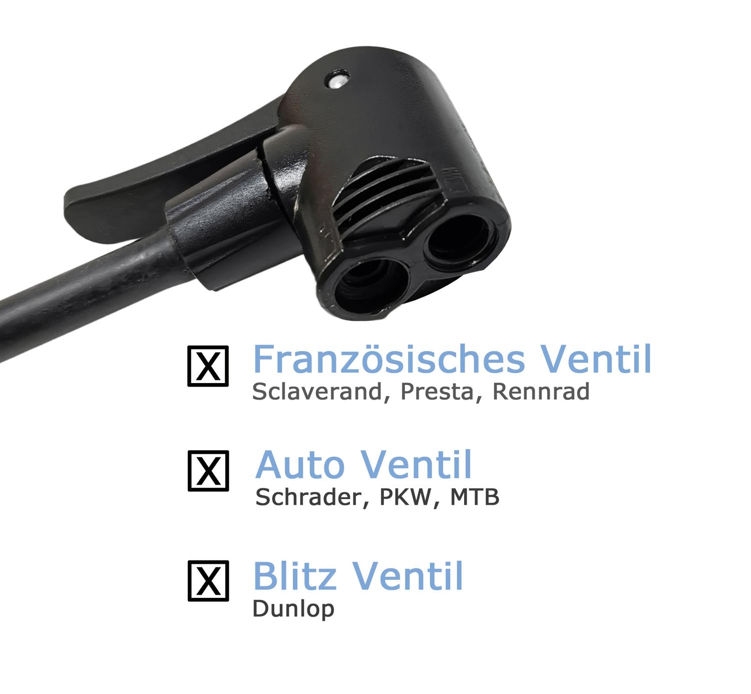 Metall Standpumpe Luftpumpe Hochdruck Fahrradpumpe 11 bar Manometer alle Ventile