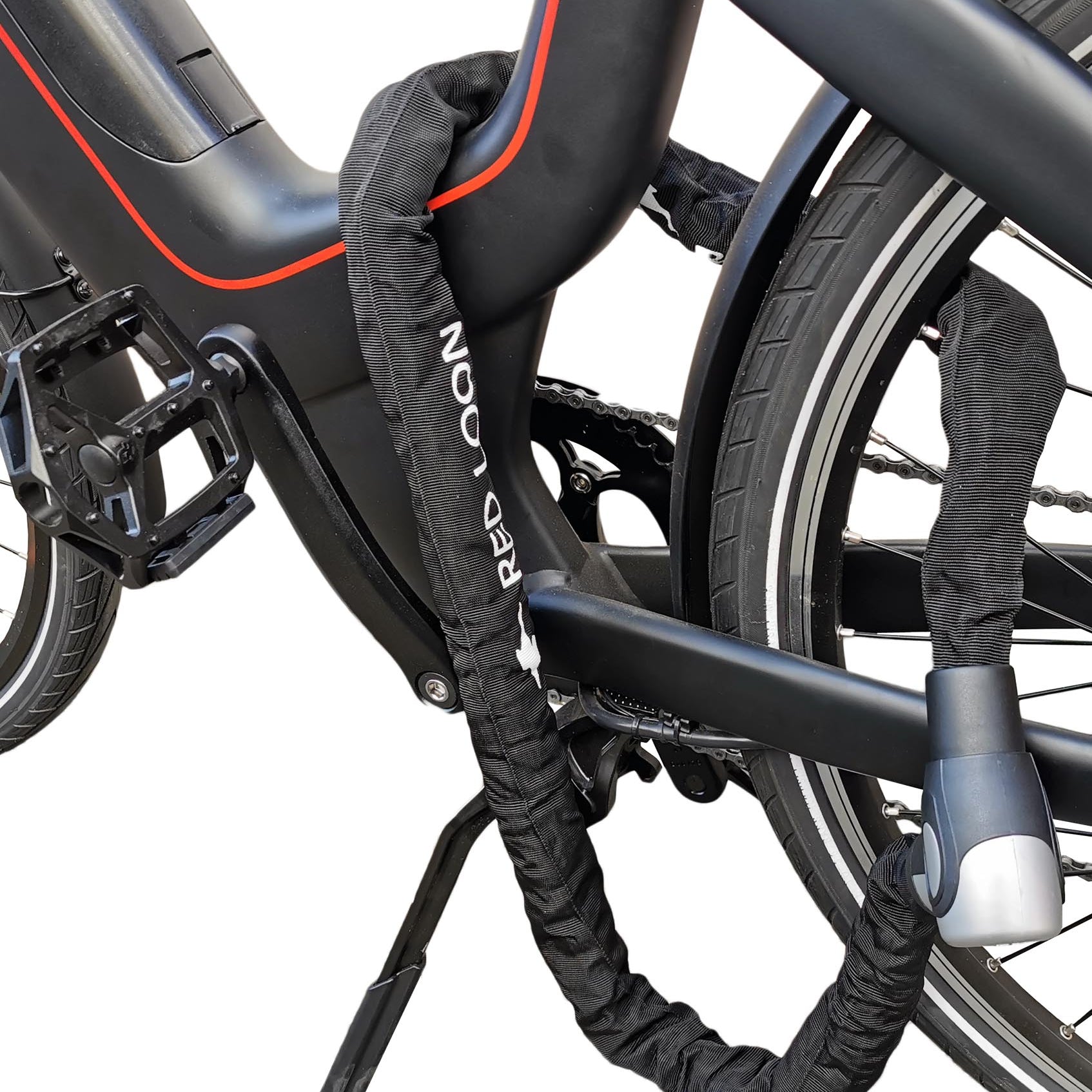 Fahrradschloß eBike Kettenschloß 150cm Radschloß Red Loon Motorrad Roller + Satteltasche