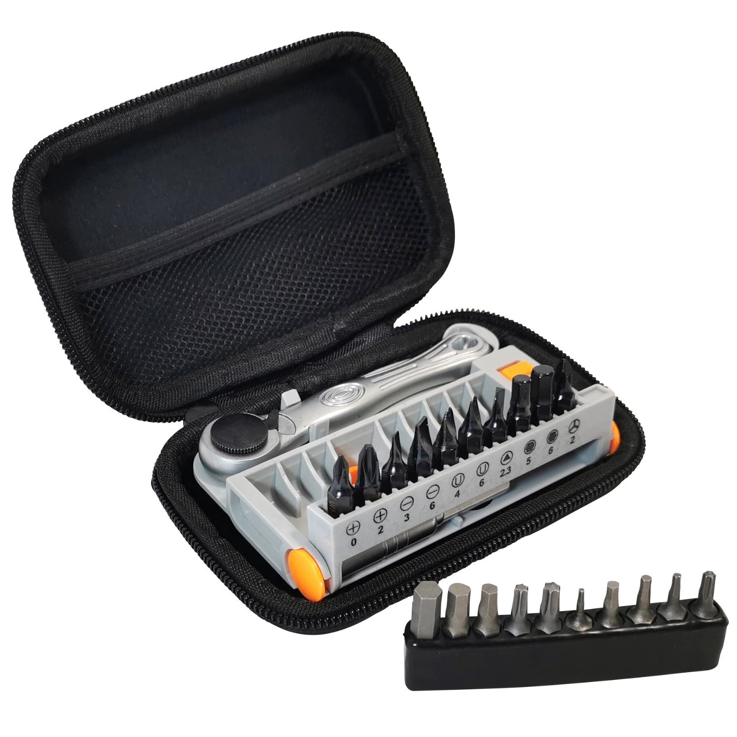 1/4" Ratschenschlüssel 22tlg - Mini Ratsche mit Verlängerung & 20 Bits - Umschaltknarre Bit Set - Multitool Fahrrad Werkzeug für unterwegs und zuhause