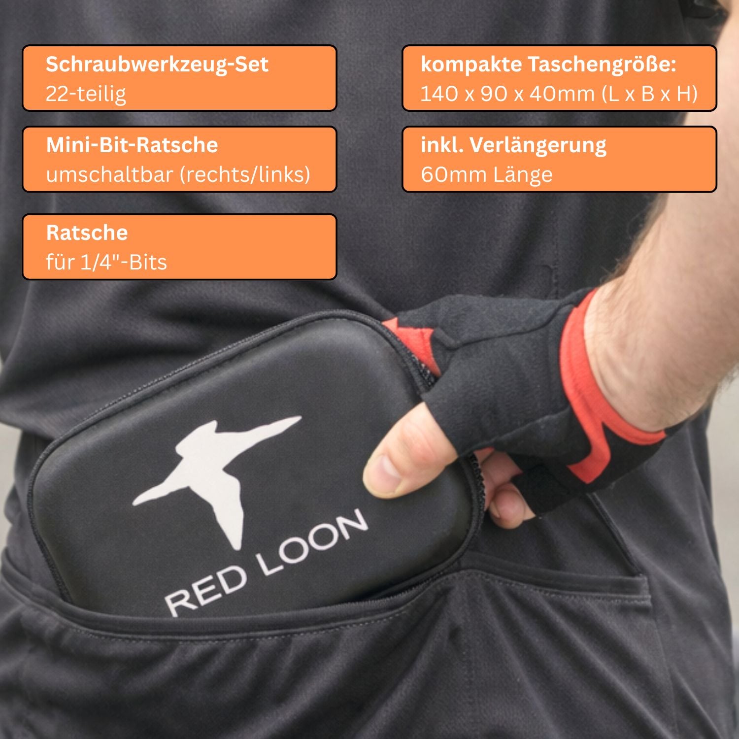 1/4" Ratschenschlüssel 22tlg - Mini Ratsche mit Verlängerung & 20 Bits - Umschaltknarre Bit Set - Multitool Fahrrad Werkzeug für unterwegs und zuhause