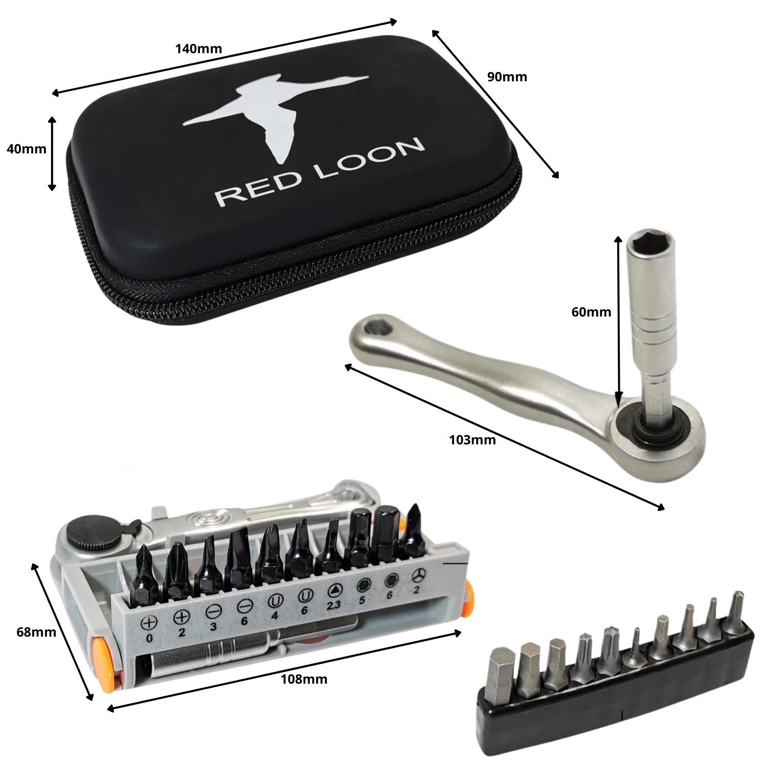 1/4" Ratschenschlüssel 22tlg - Mini Ratsche mit Verlängerung & 20 Bits - Umschaltknarre Bit Set - Multitool Fahrrad Werkzeug für unterwegs und zuhause