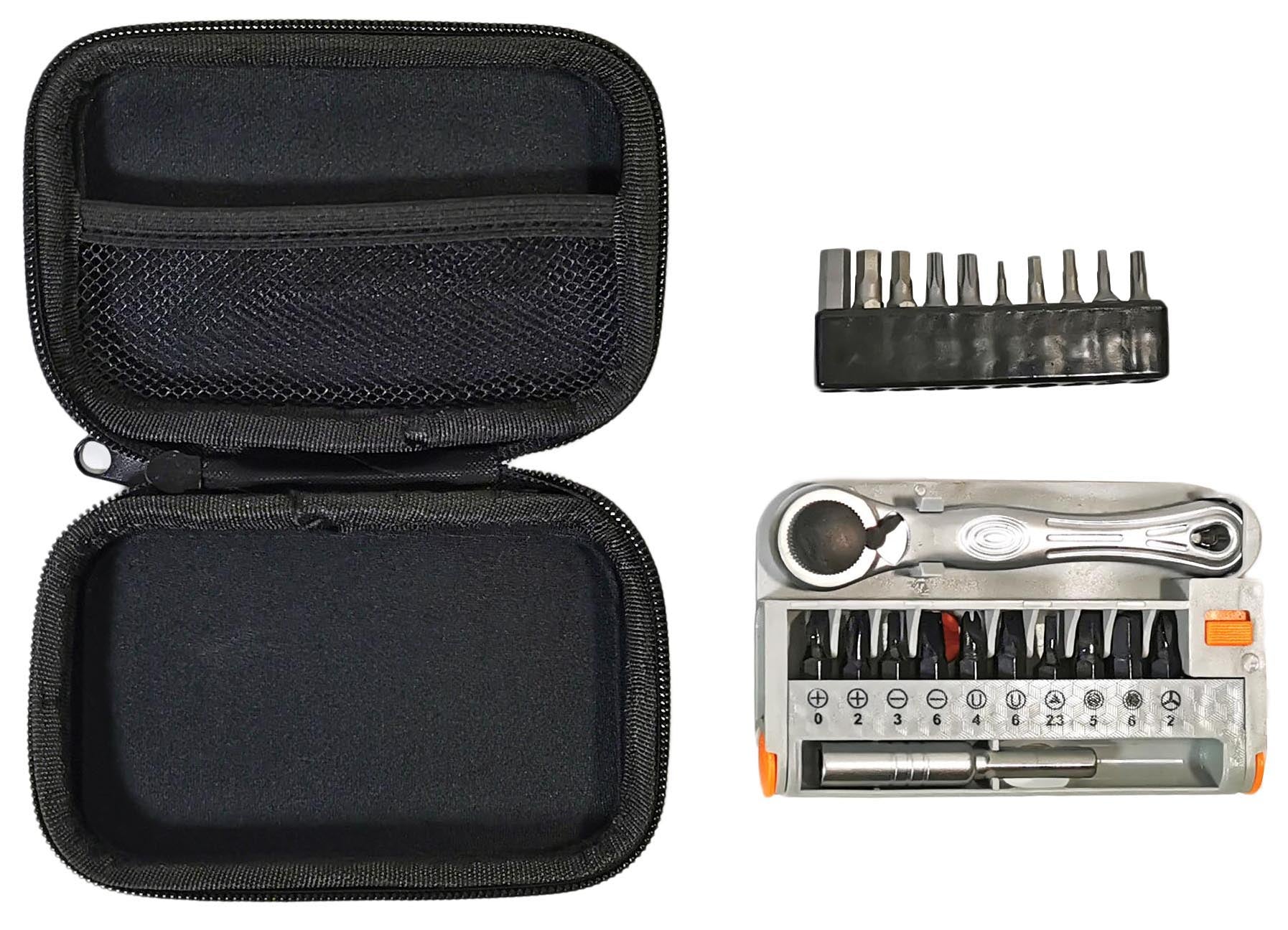 1/4" Ratschenschlüssel 22tlg - Mini Ratsche mit Verlängerung & 20 Bits - Umschaltknarre Bit Set - Multitool Fahrrad Werkzeug für unterwegs und zuhause