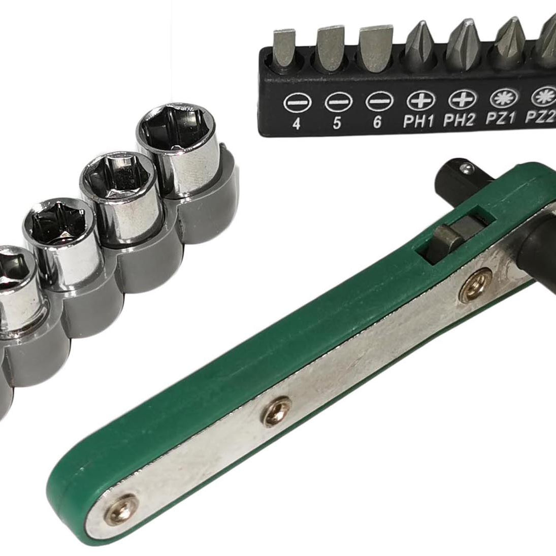 Red Loon Ratsche 17tlg für Mini Umschaltknarre Bit Nuss Set Multitool Fahrrad