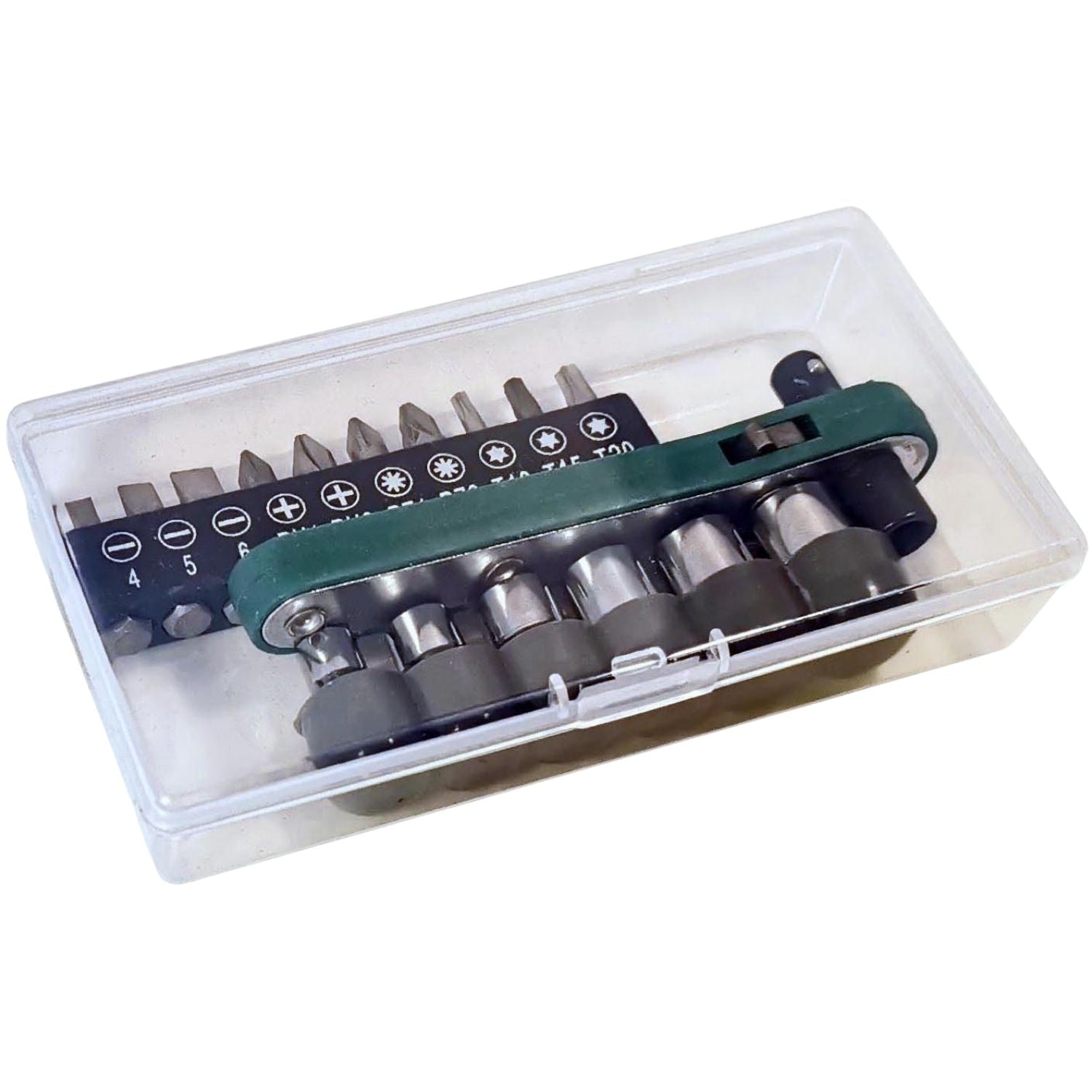 1/4" Ratschenschlüssel 17tlg - Mini Ratsche mit 6 Nüssen & 10 Bits - Umschaltknarre Bit Set - Multitool Fahrrad Werkzeug für unterwegs und zuhause