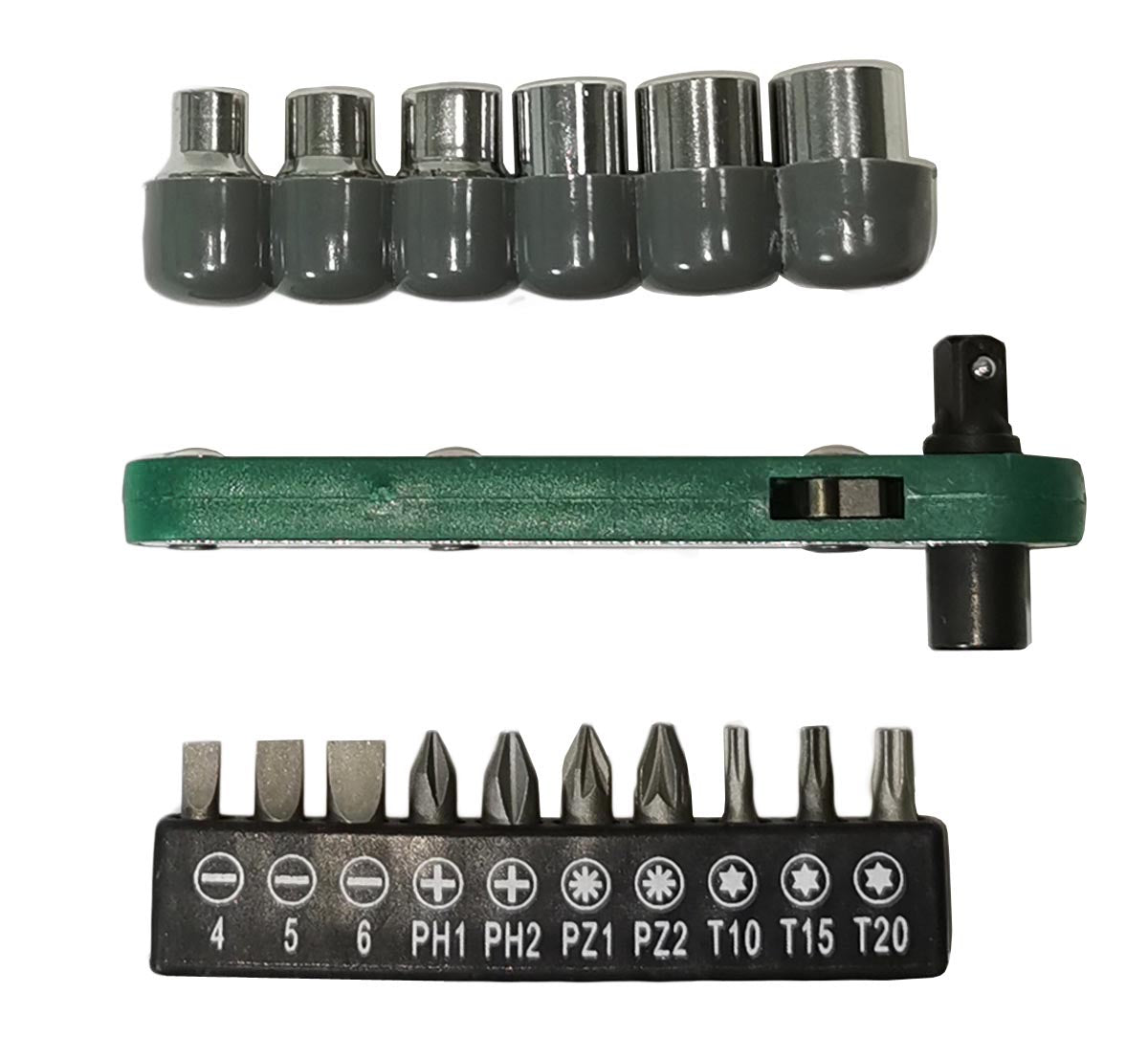 Red Loon Ratsche 17tlg für Mini Umschaltknarre Bit Nuss Set Multitool Fahrrad