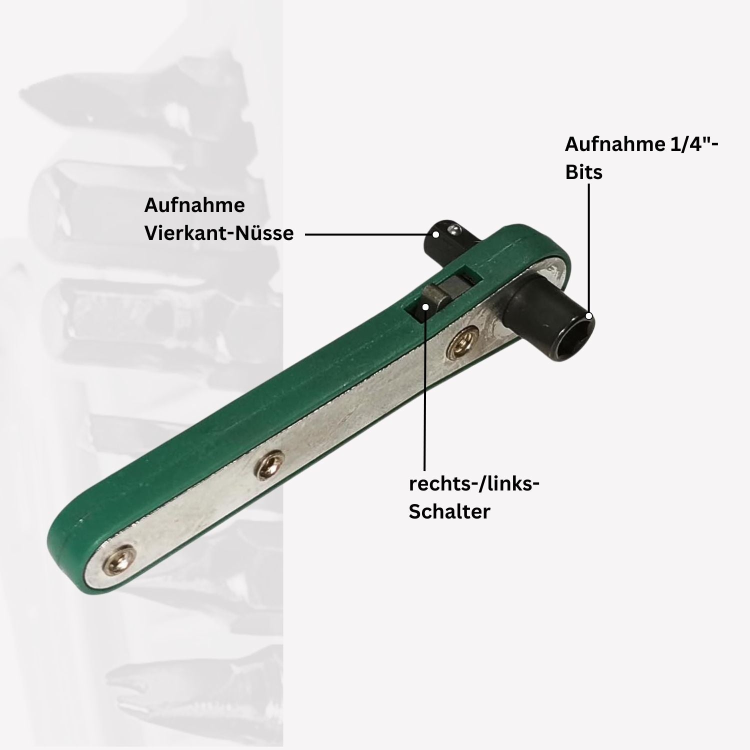 1/4" Ratschenschlüssel 17tlg - Mini Ratsche mit 6 Nüssen & 10 Bits - Umschaltknarre Bit Set - Multitool Fahrrad Werkzeug für unterwegs und zuhause