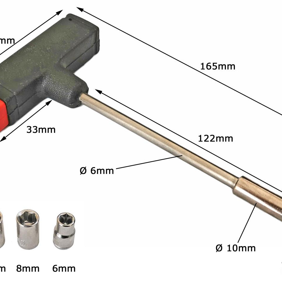 Außen Sechskant 6mm Schlüssel Inbus Steckschlüssel mit T-Griff Nüsse 6/8/10/13mm