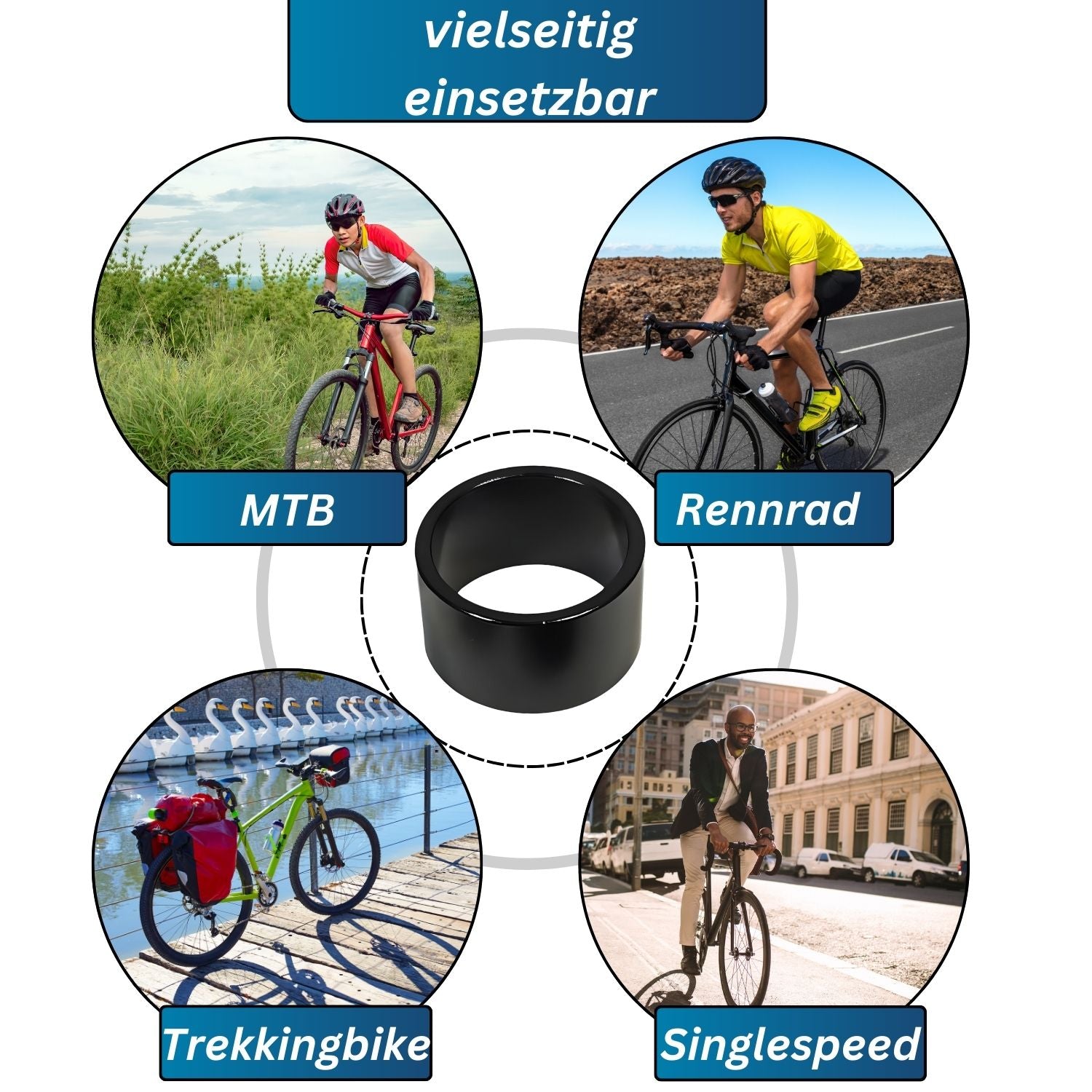 Red Loon Ahead Spacer Distanzringe 1 1/8" (28,6 mm) - Aluminium Fahrrad Lenker Spacer - Fahrradlenker Abstandshalter Vorbau Fahrradgabel Steuersatz - 3/5/10/15/20mm